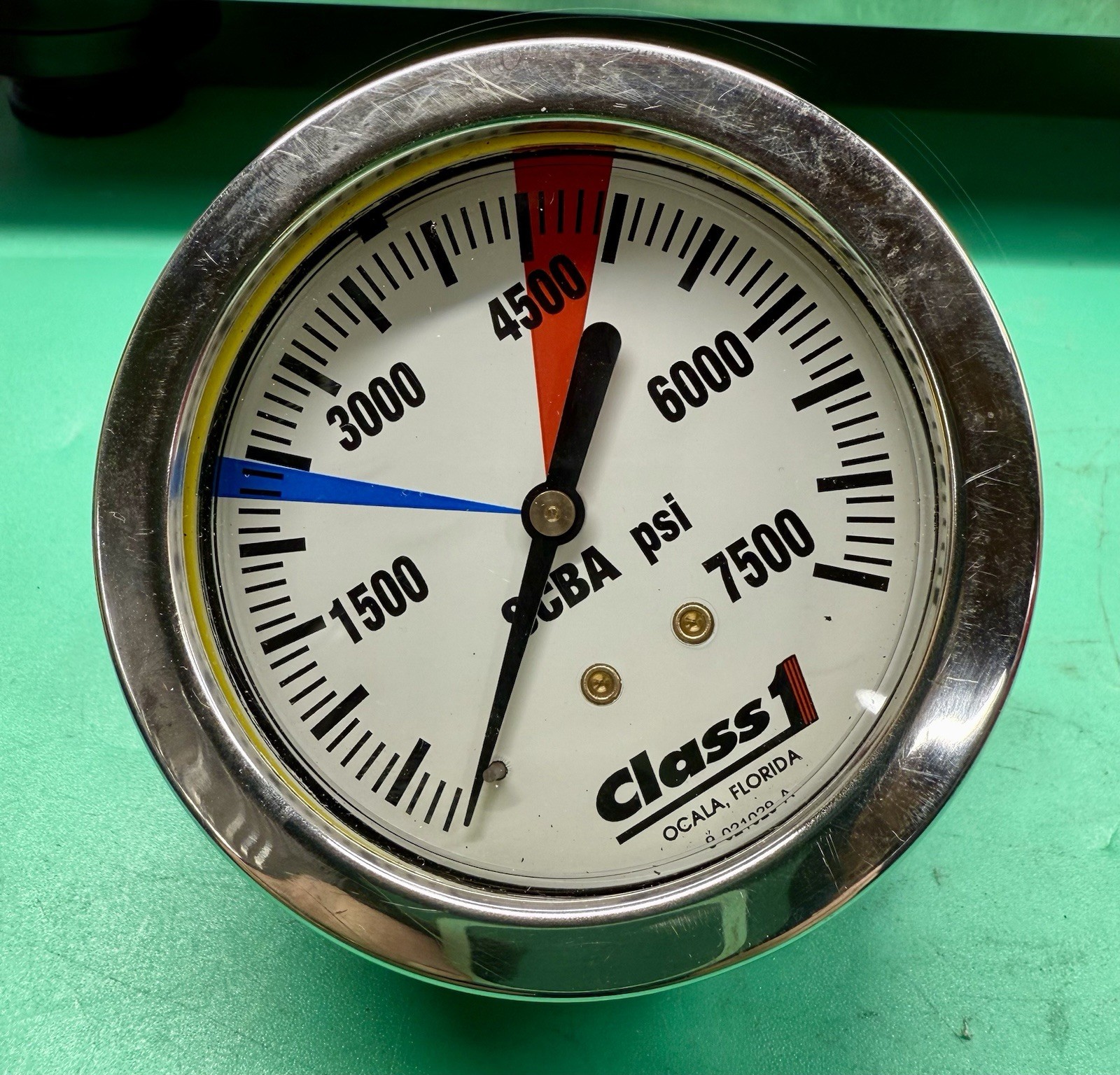 CLASS 1 LFP-SCBA-7500 2 1/2" COLOR ZONE PRESSURE GAUGE 0 to 7500 PSI✨SHIPS FREE✨