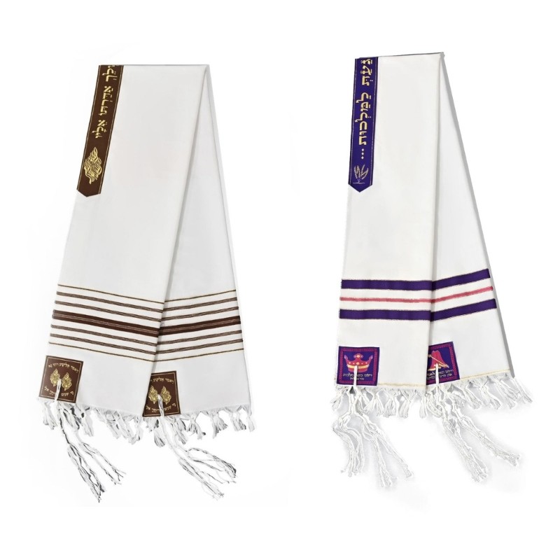 Unisex Prayers Shawl Neckwrap Embroidered With Sacred Hebrew Letter 71inch