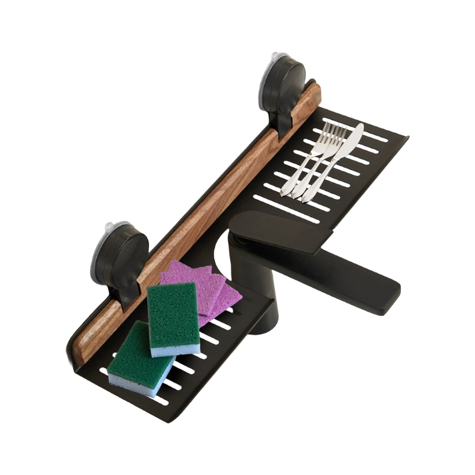 Over-Sink Suction Cup Shelf, Multifunctional Storage Rack with Easy Drainage
