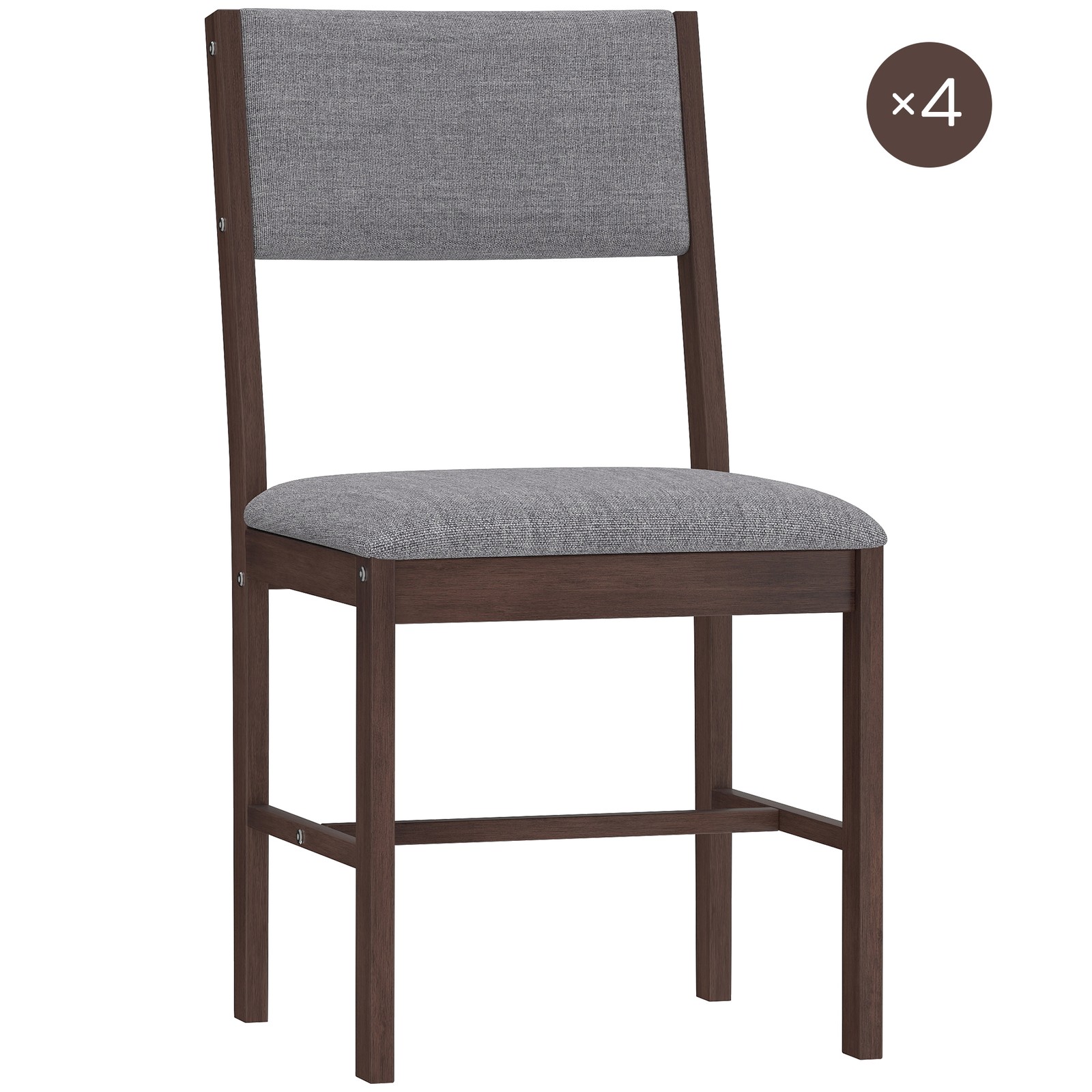 Dining Chairs Set of 4, Linen Upholstered Kitchen Chairs, Gray