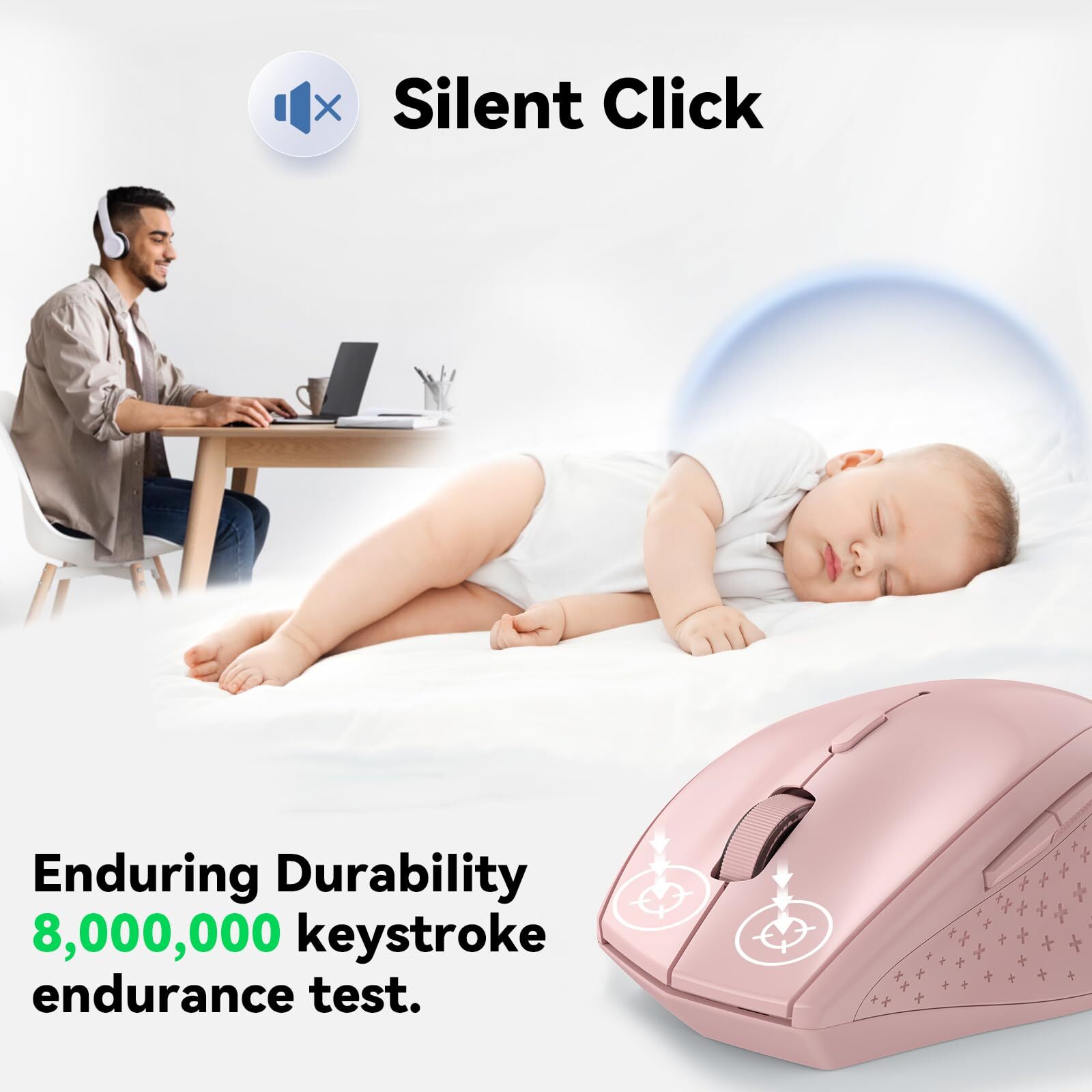 Wireless Mouse 2.4G USB Computer Mouse with 6-Level Adjustable 4800 DPI 30 Mo...