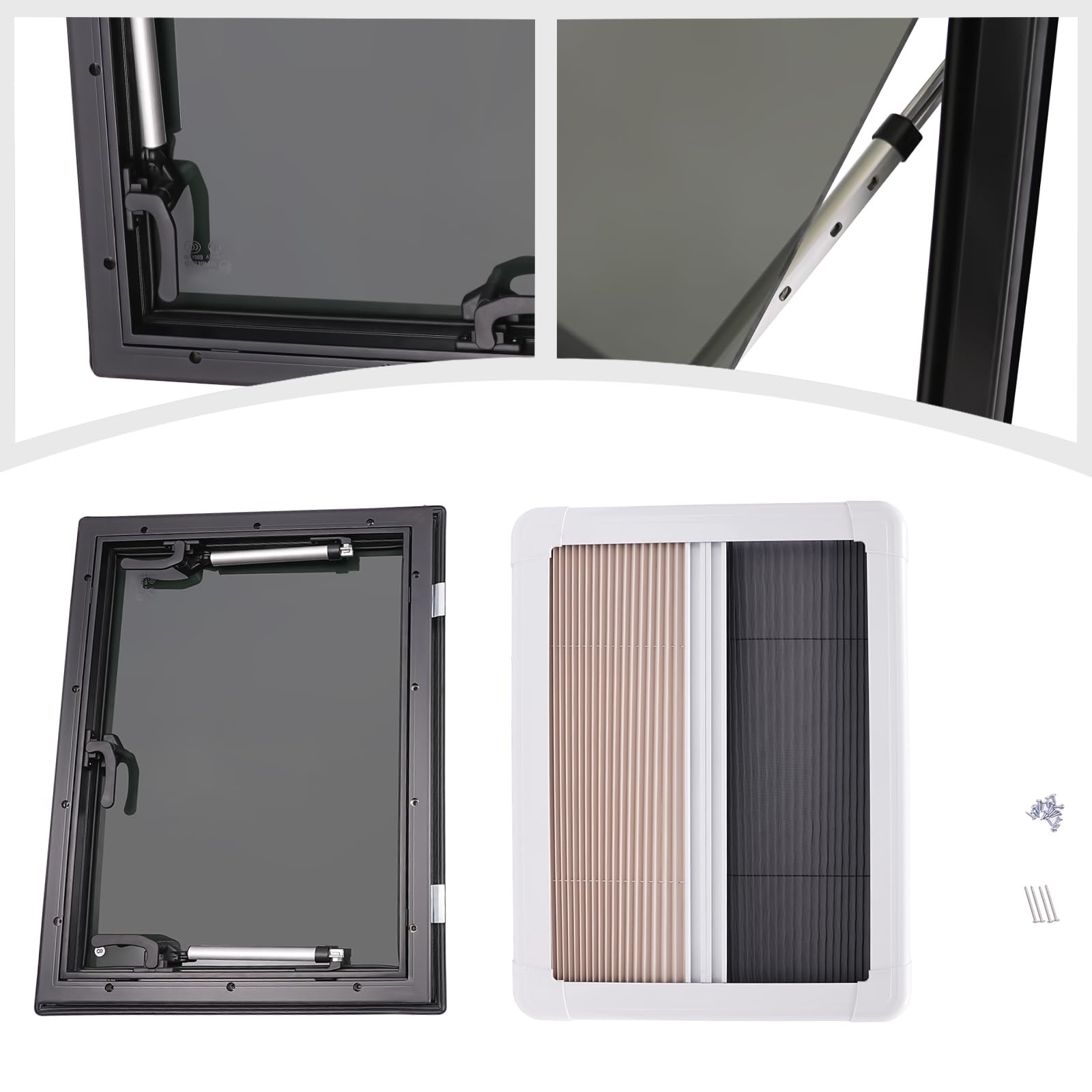 RV Hinged Window Push Hatch 750x500mm with Shades for 30-80mm Wall