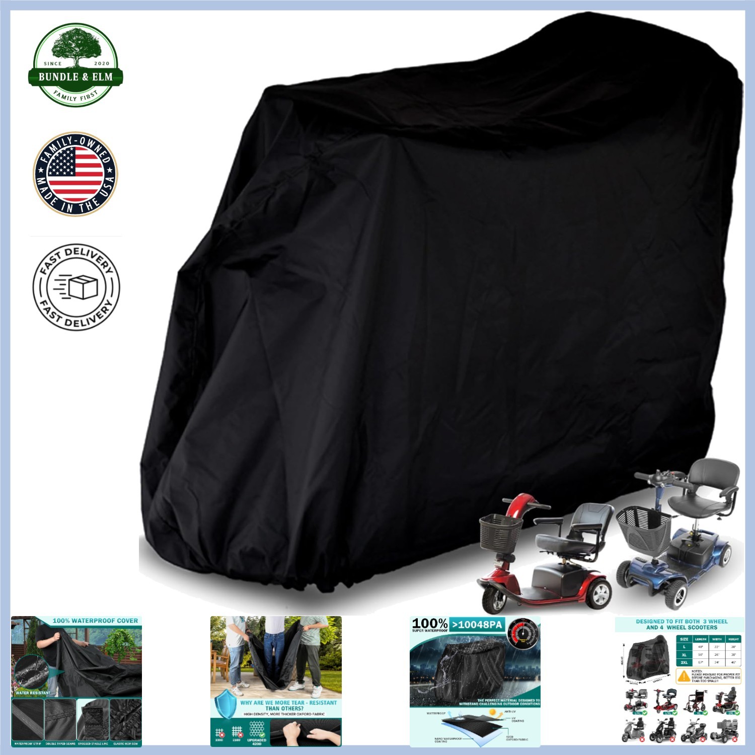 Electric Scooter Cover 48x22x38 inch with Dust Resistance and Buckle Fasteners
