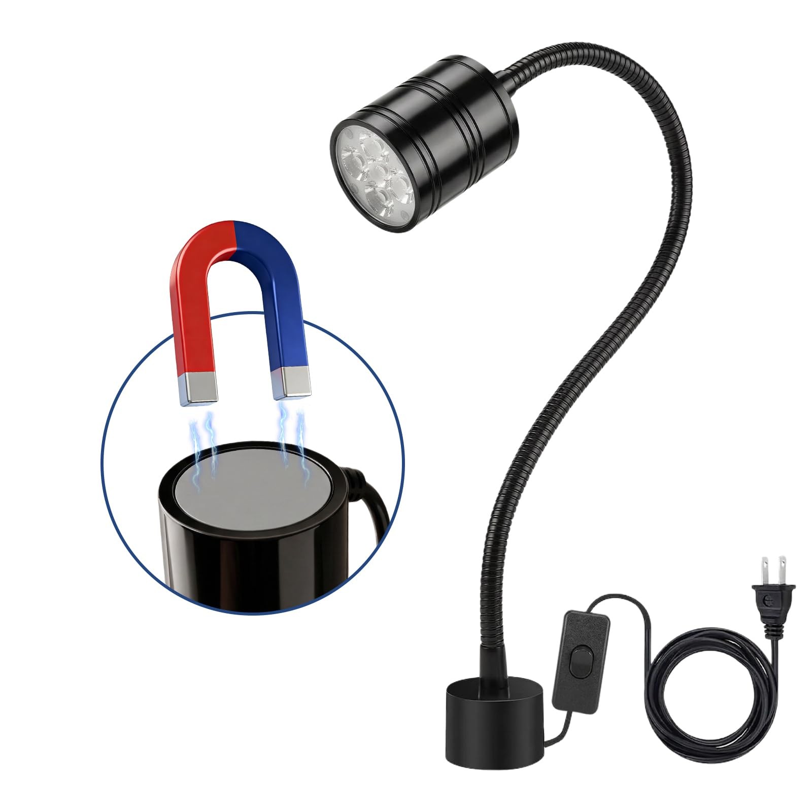 5W Magnetic Work Light,6000k Machine LED Work Light with Flexible Gooseneck a...