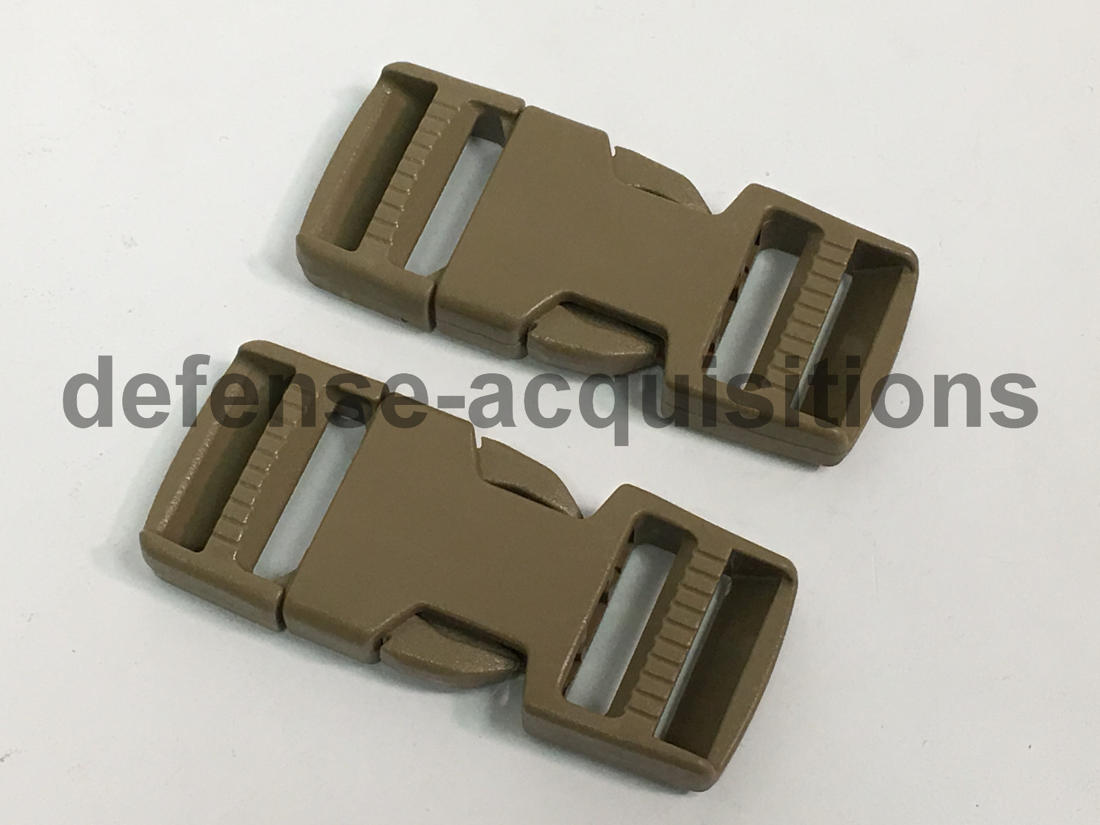 SET OF 2 ITW  1 INCH Milspec Side Release Side Squeeze Dual Adjust Buckle TAN
