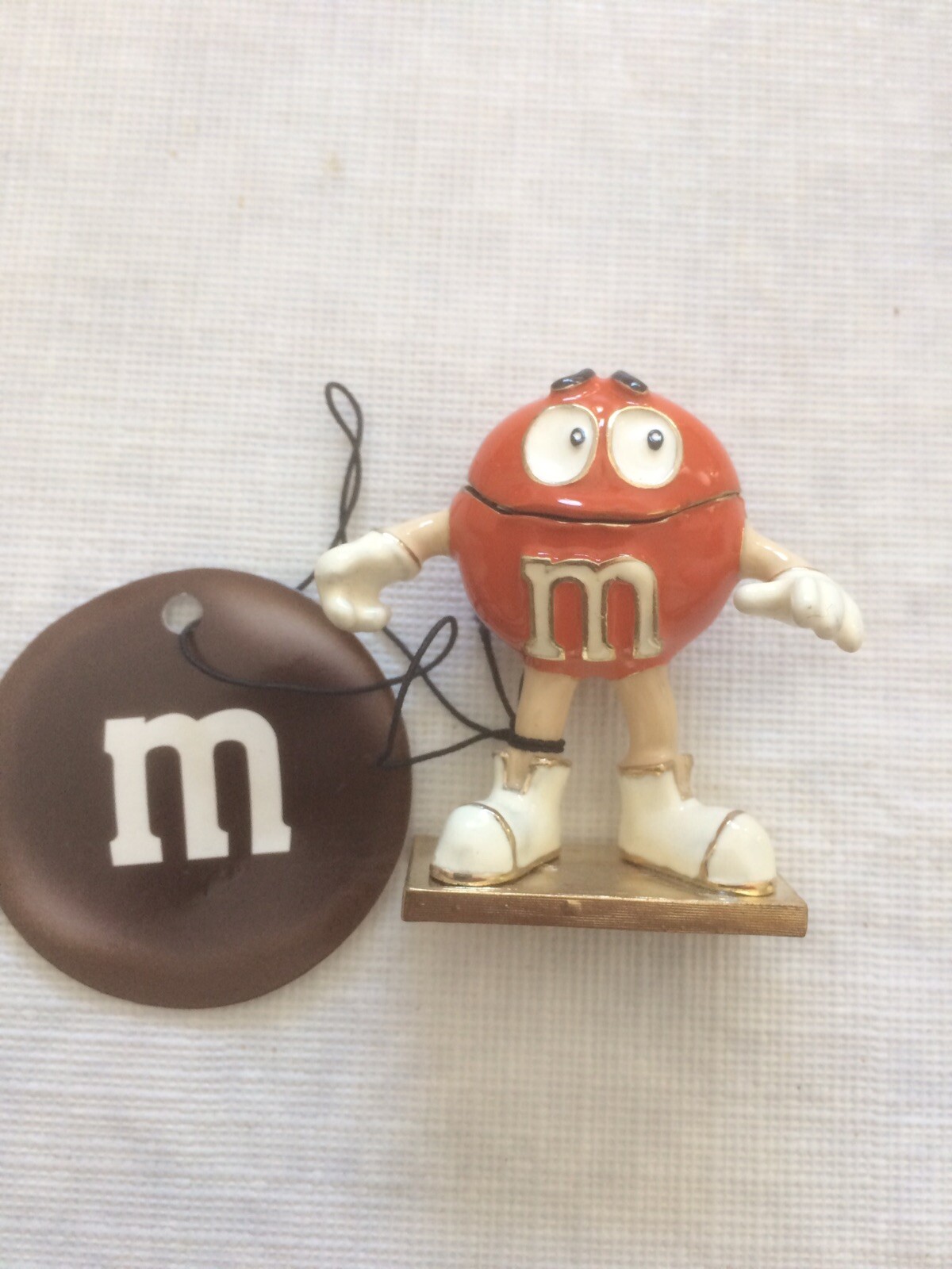 M&M Monet Orange Keepsake Trinket Box w/Charm Enamel Hinged