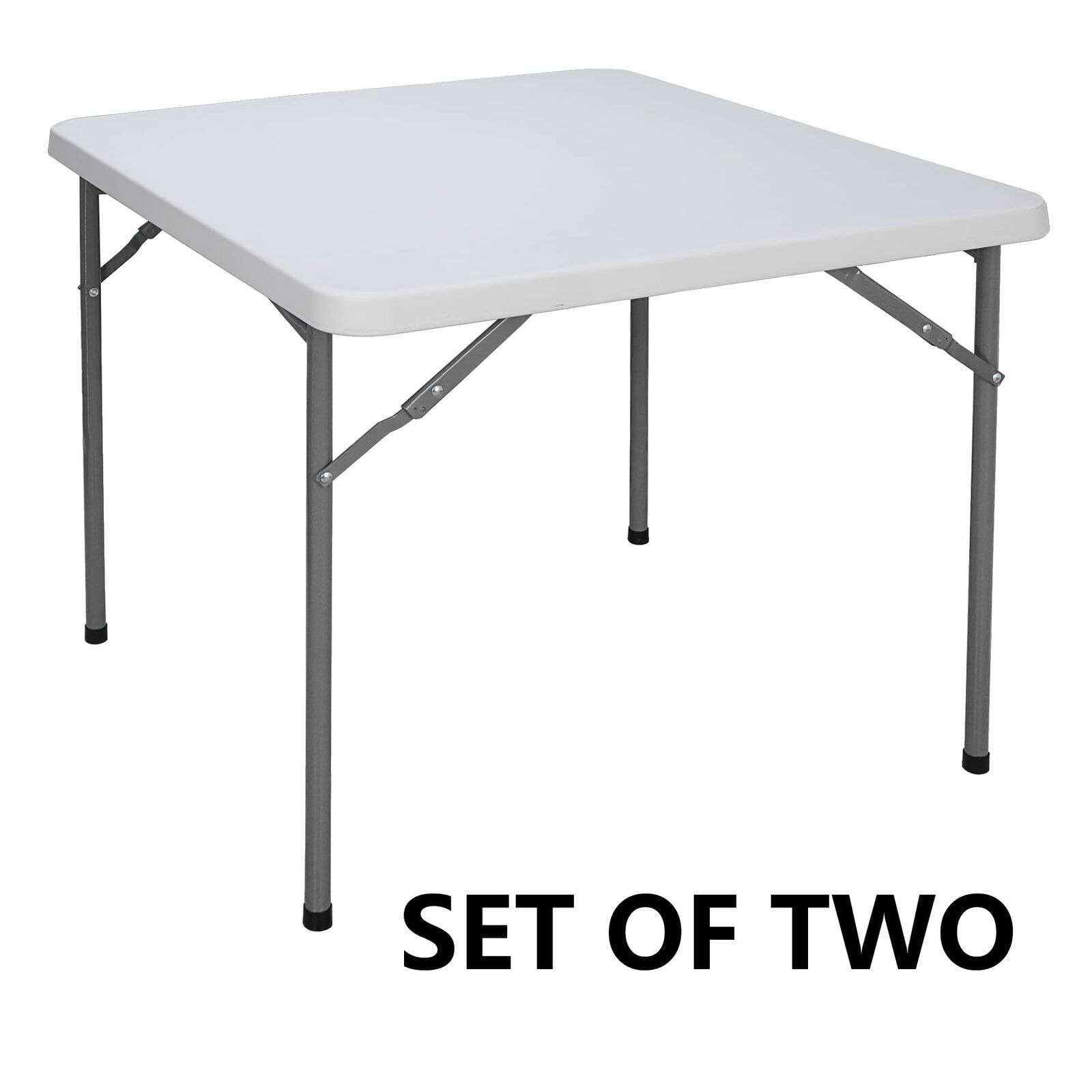 2pcs 3ft Square Folding Table Garden Beach Family Picnic Multipurpose White