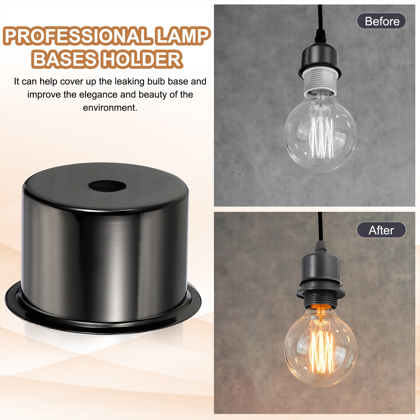 6 Pcs E27 Lamp Socket Cup, Pearl Black (1.8" OD x 1.3" H)