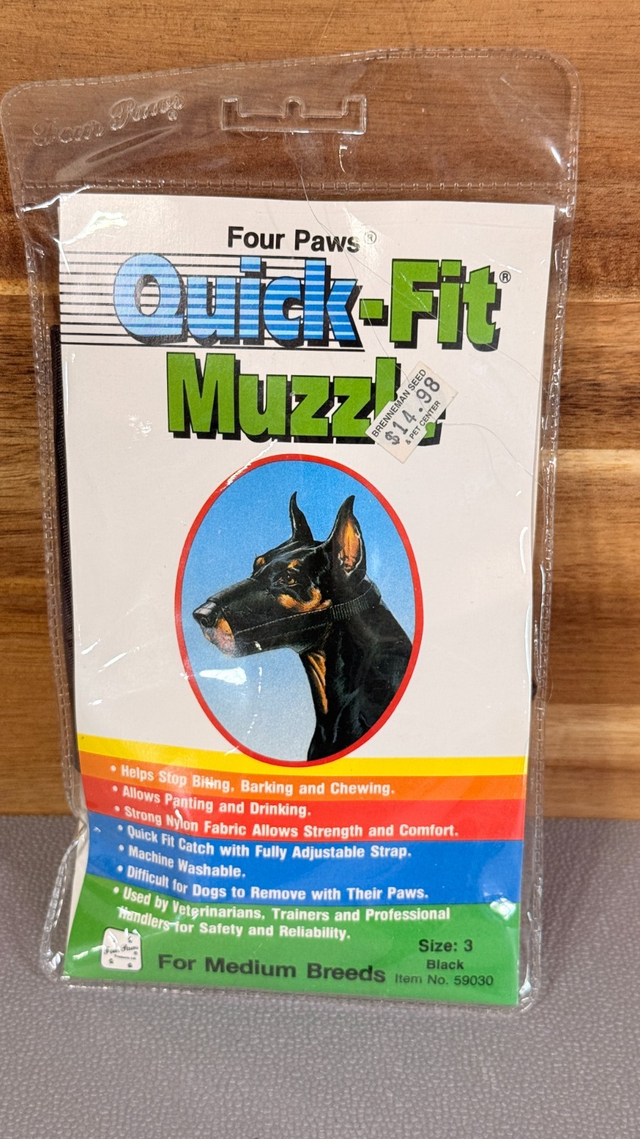 Vintage Four Paws Quick-Fit Dog Muzzle Size 3 Black NOS USA