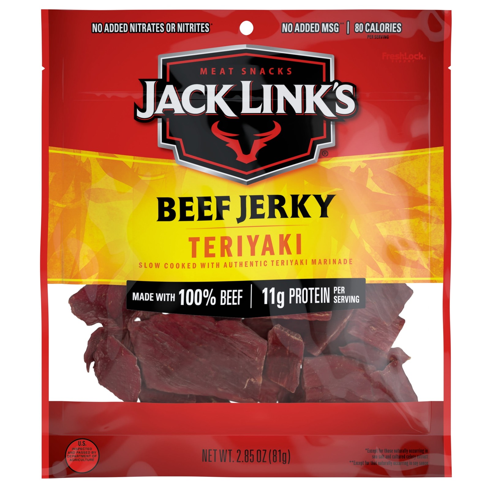 Jack Link’s Beef Jerky Teriyaki Made W/ 100% Beef 11g of Protein per Serving