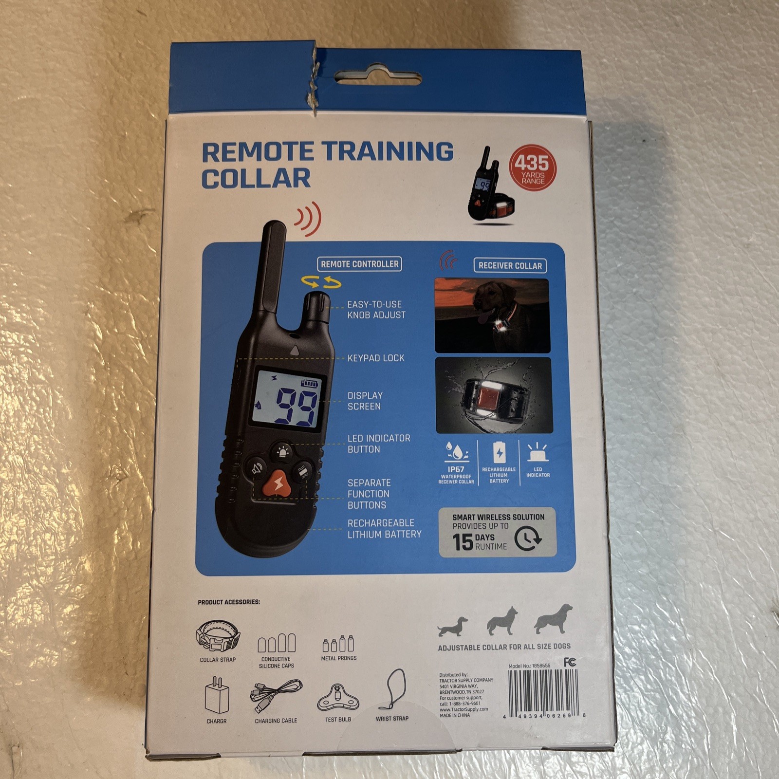 Remote Dog Training Collar Tractor Supply 435 Yards Range Waterproof Adjustable