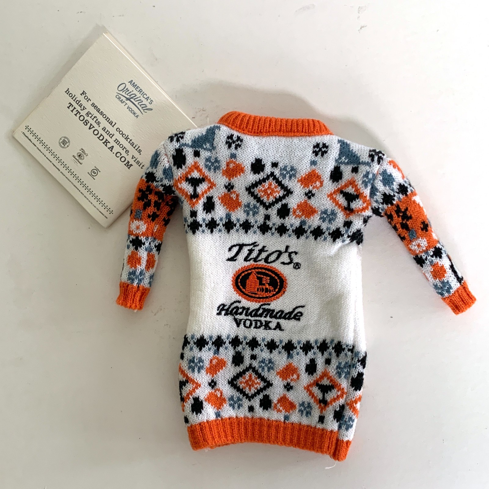 NWT Tito's Handmade Vodka UGLY SWEATER BOTTLE COVER