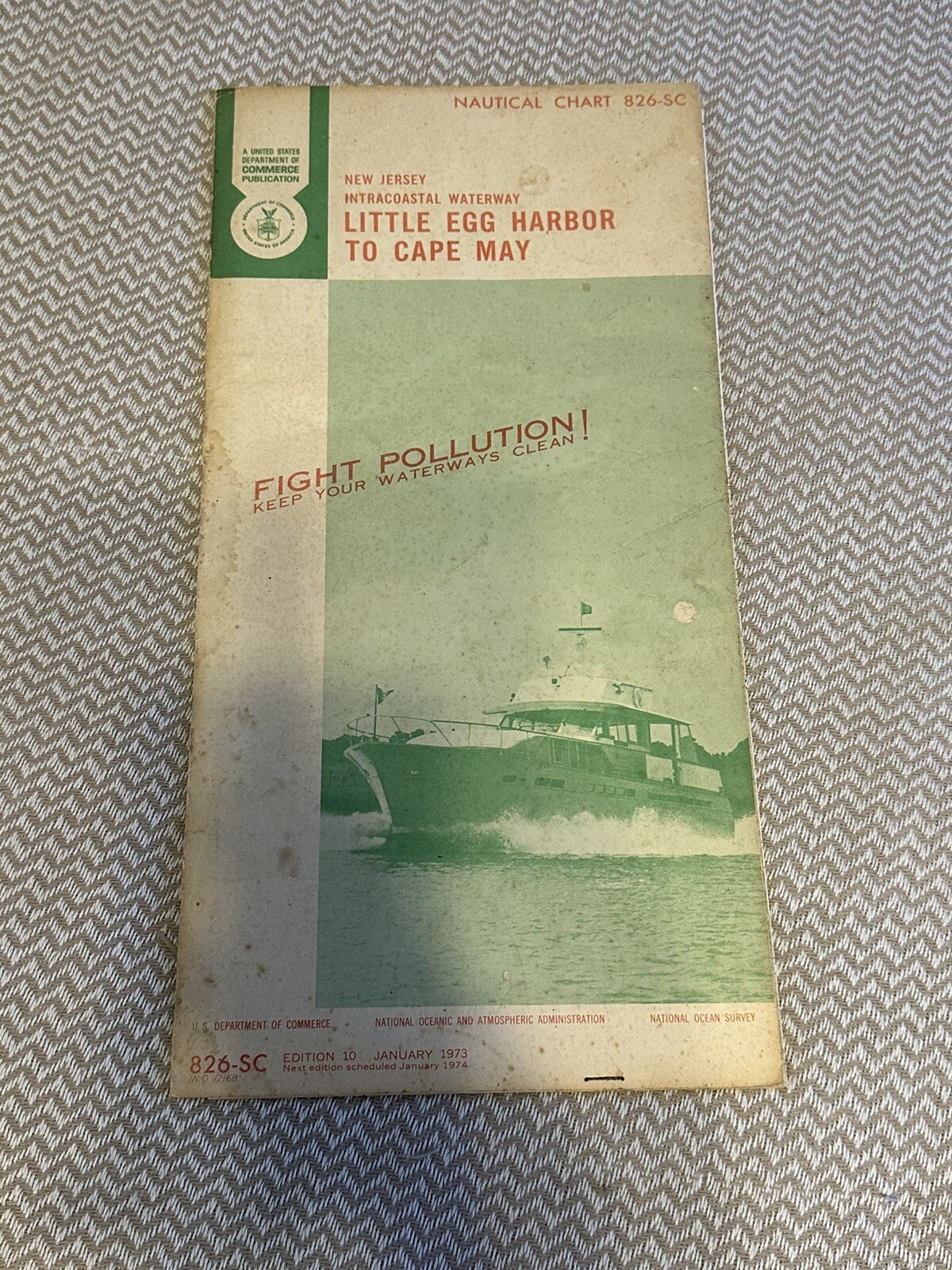 NOAA Chart-LITTLE EGG HARBOR TO CAPE MAY Nautical Chart #826-SC-Edition 10 1973!