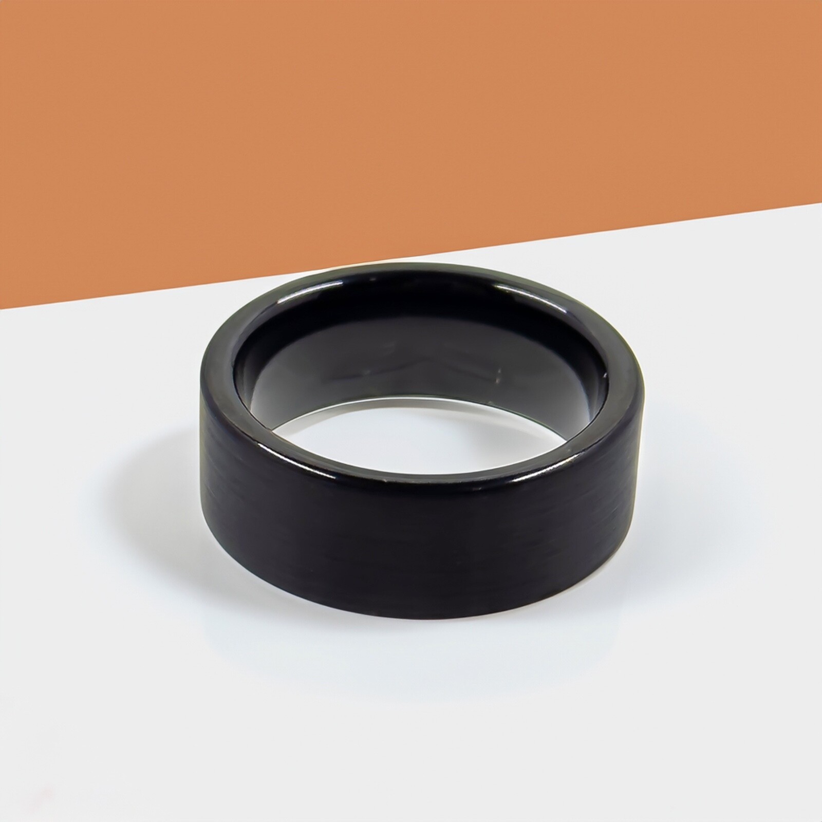 Black Tungsten Ring - Flat Edge - 6mm or 8mm