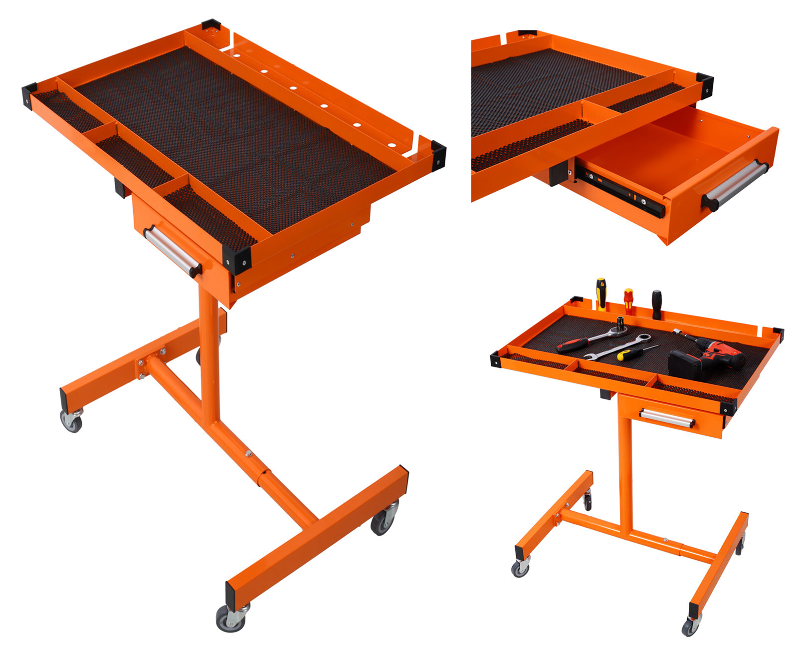 Adjustable Tear Down Steel Work Table with Drawer 220lbs Capacity Heavy Duty