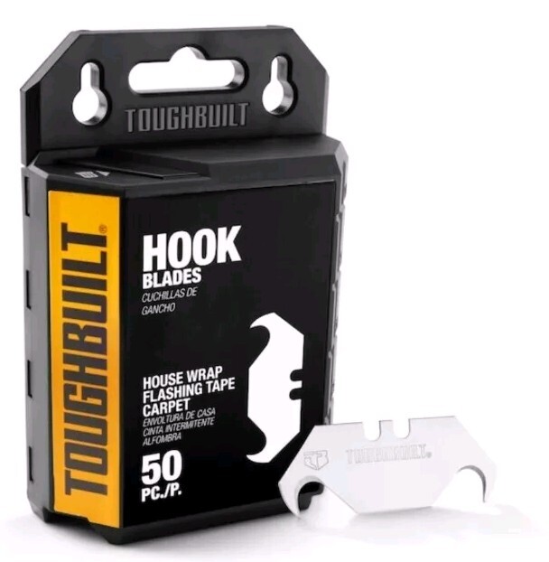 TOUGHBUILT Carbon Steel 3/4-in Hook Utility Razor Blade(50-Pack) TB-H4S50-14-60