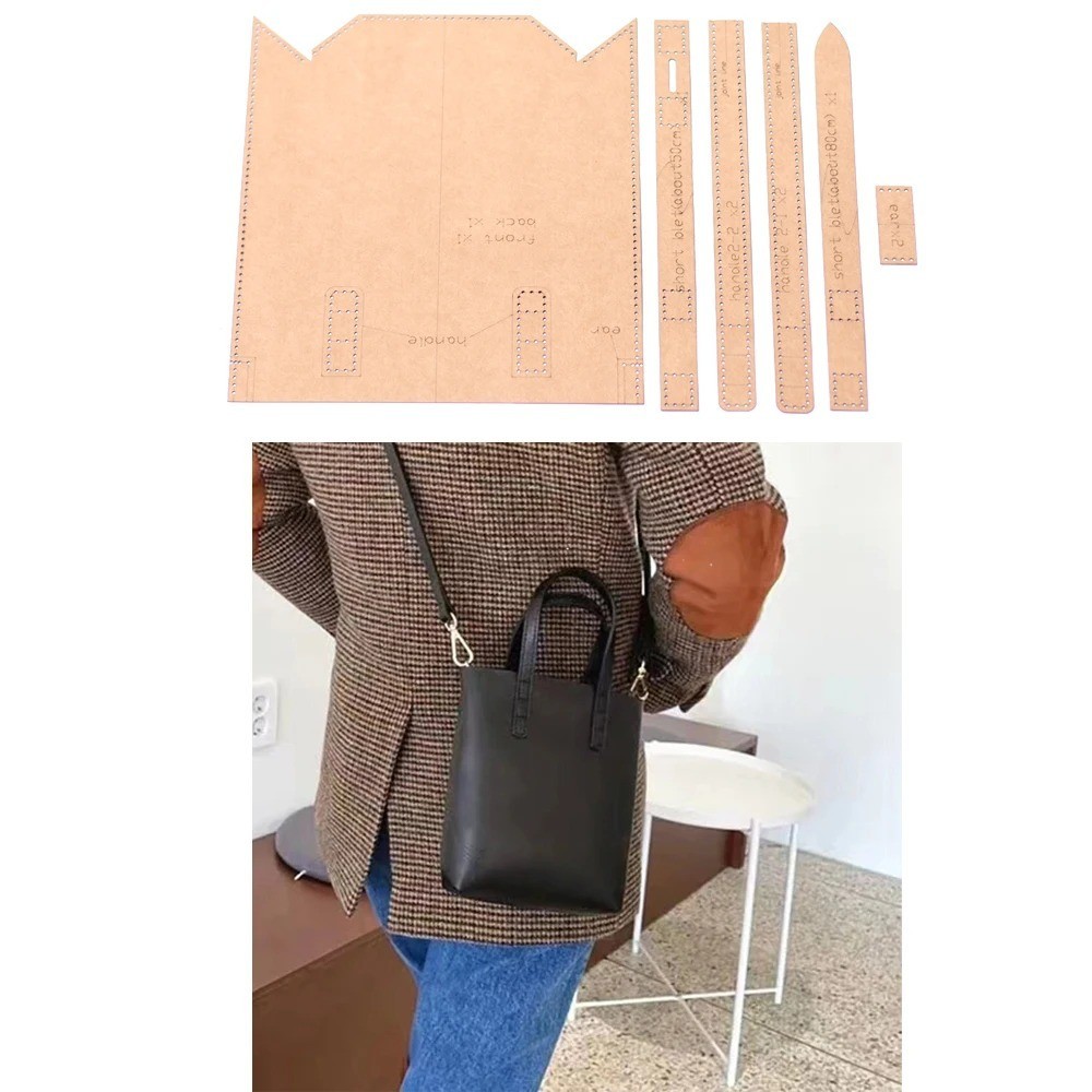 Diy leather craft women handbag shoulder bag die cutting kraft paper sewing...