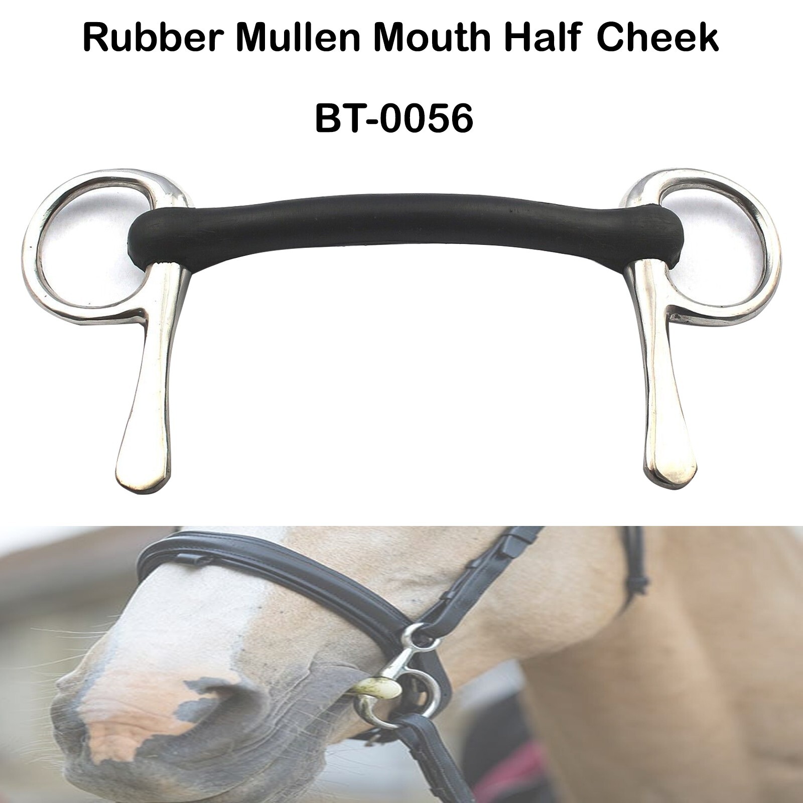 AAPRO 5" CHALLENGER HORSE Rubber Mullen Mouth Half Cheek Bit DRIVING BIT BT-0056