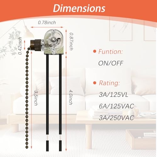 2PCS Zing Ear ZE-109 Ceiling Fan Chain Pull On Off Speed Switch | Practical