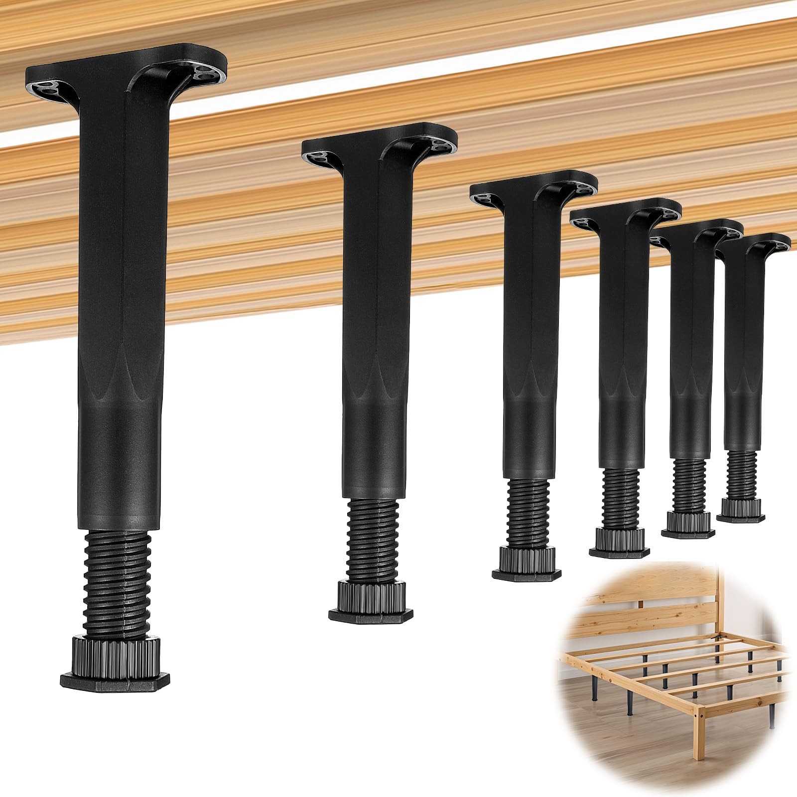 6PCS Adjustable Height Bed Support Legs 7.915 Inch Frame Slats Center King