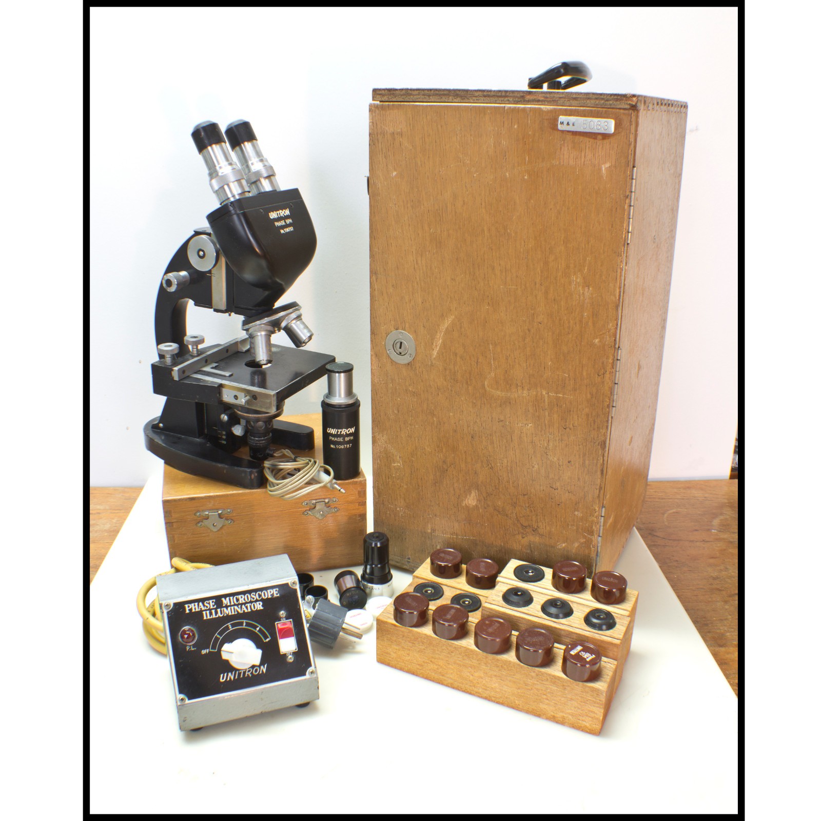 Unitron Binocular Microscope Phase BPH with Monocular Vintage 1950s Parts Only
