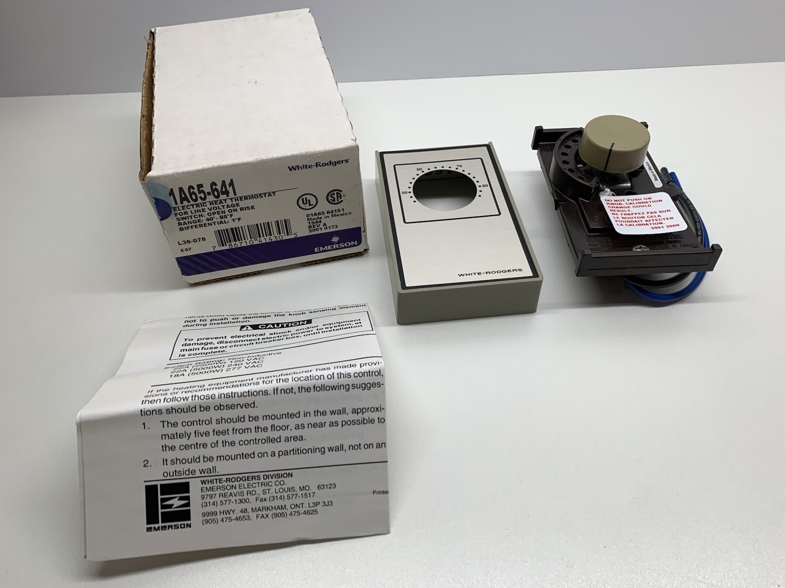White Rodgers Electric Heat Thermostat 1A65-641