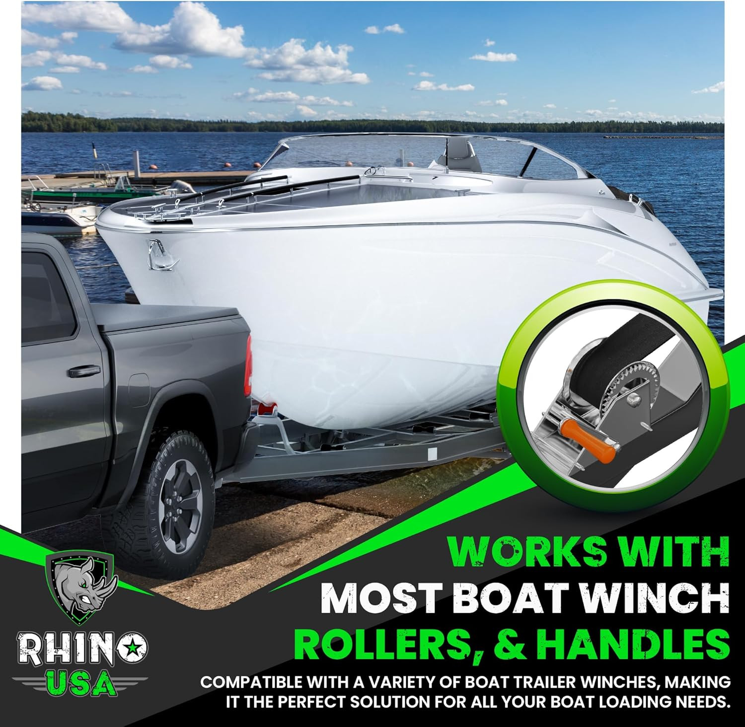Boat Winch Strap with Hook (2" X 20') - 5,016Lb Break Strength - Ultimate Replac