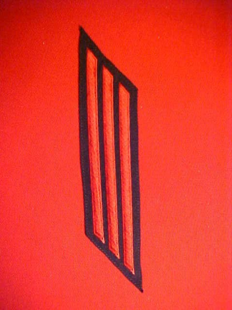US Navy - CPO Hashmarks - Male - 3 stripe (12 Years) Red Embroidered  7"