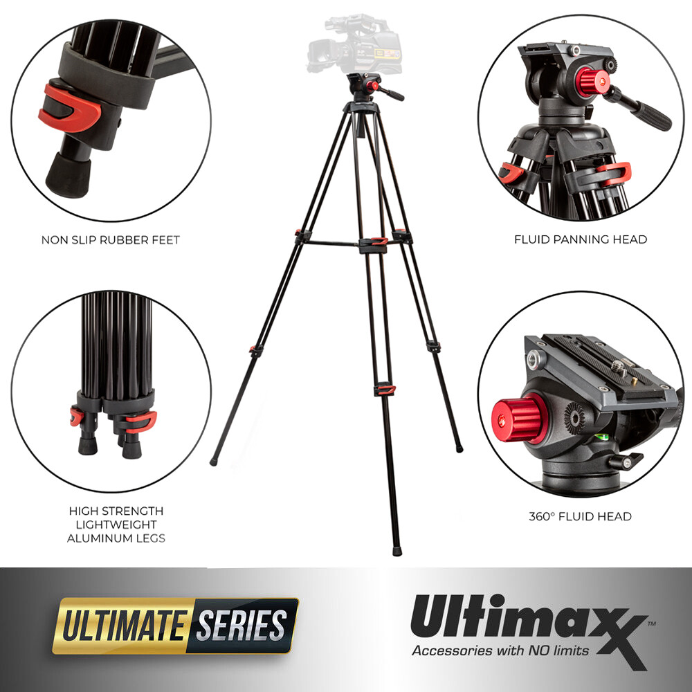 72-inch 180cm 90 Degree Pivot Head Fluid Pan Tilt Portable Video Camera Tripod