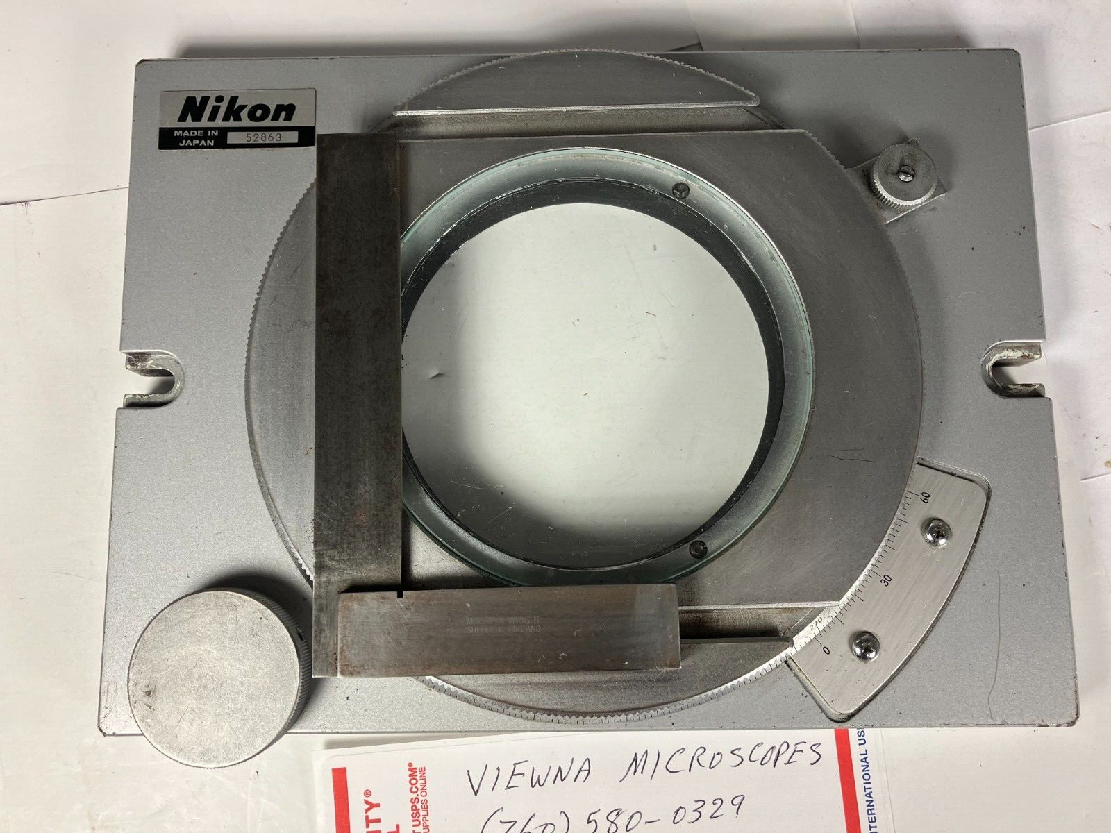 Nikon measuring microscope Goniamtere rotary 360 degree stage , serial # 52863