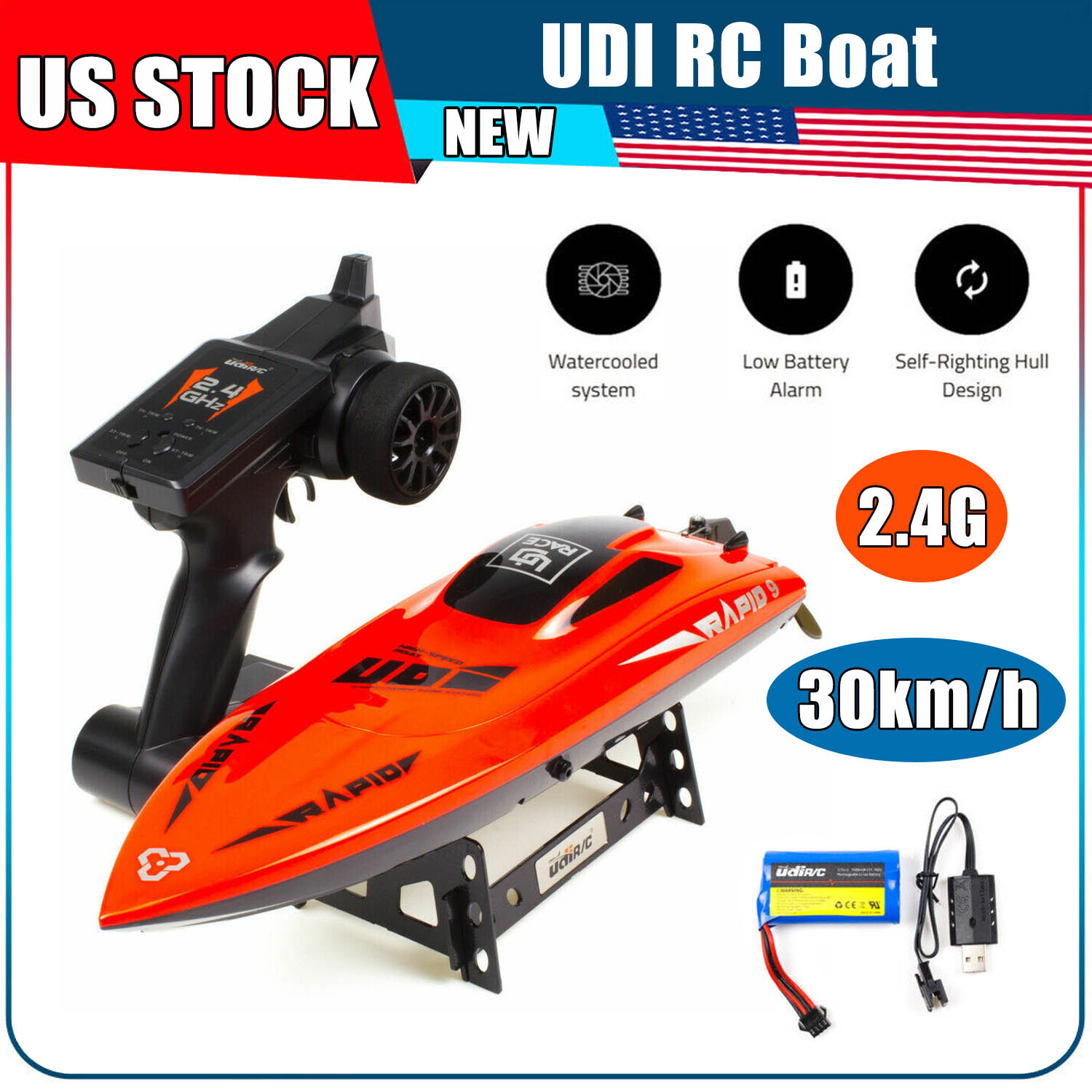 UDI RC Boat 2.4G Electric 30km/h High Speed Remote Control Racing Boat New