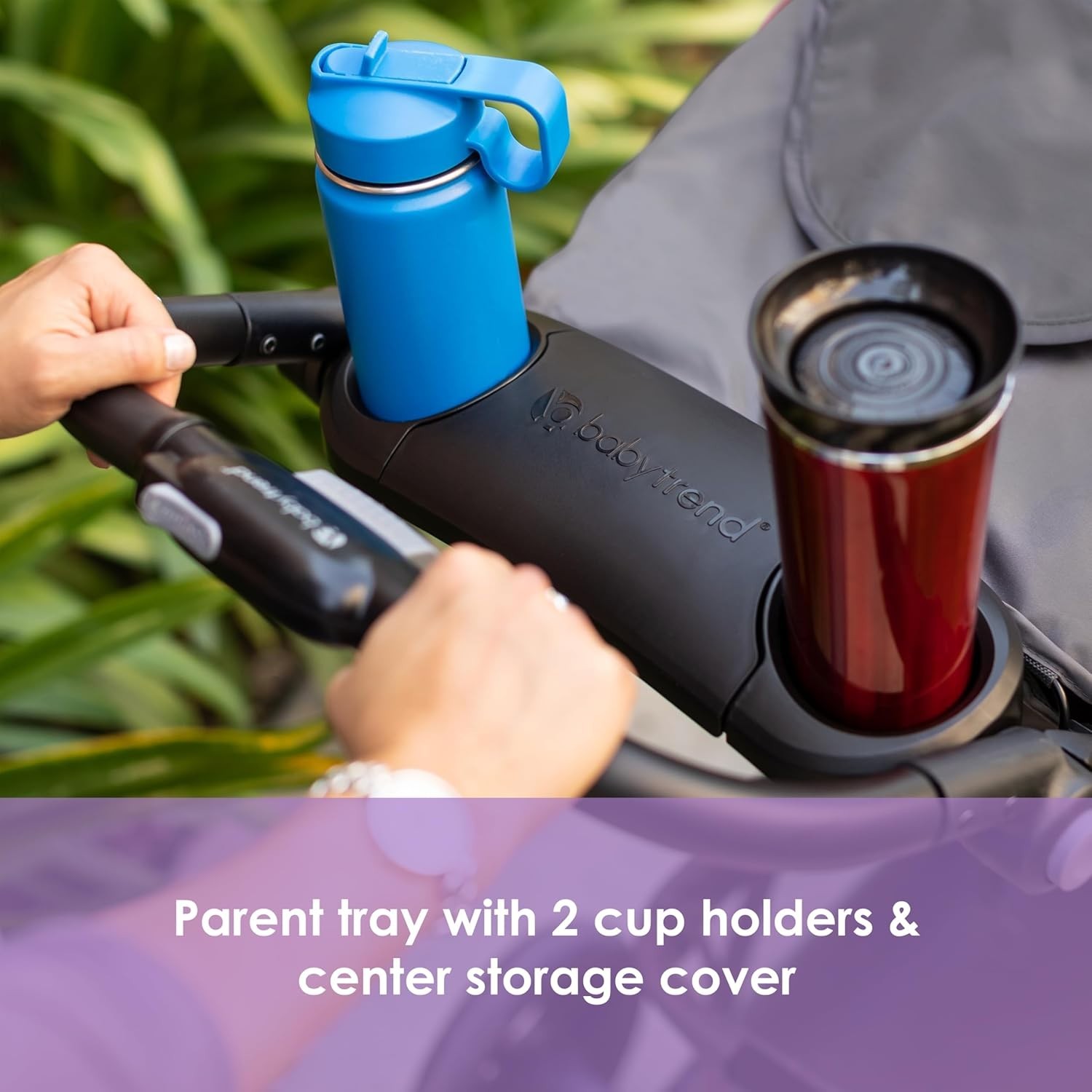 Adjustable Height Stroller with 5 Point Harness and Breathable Polyester Fabric