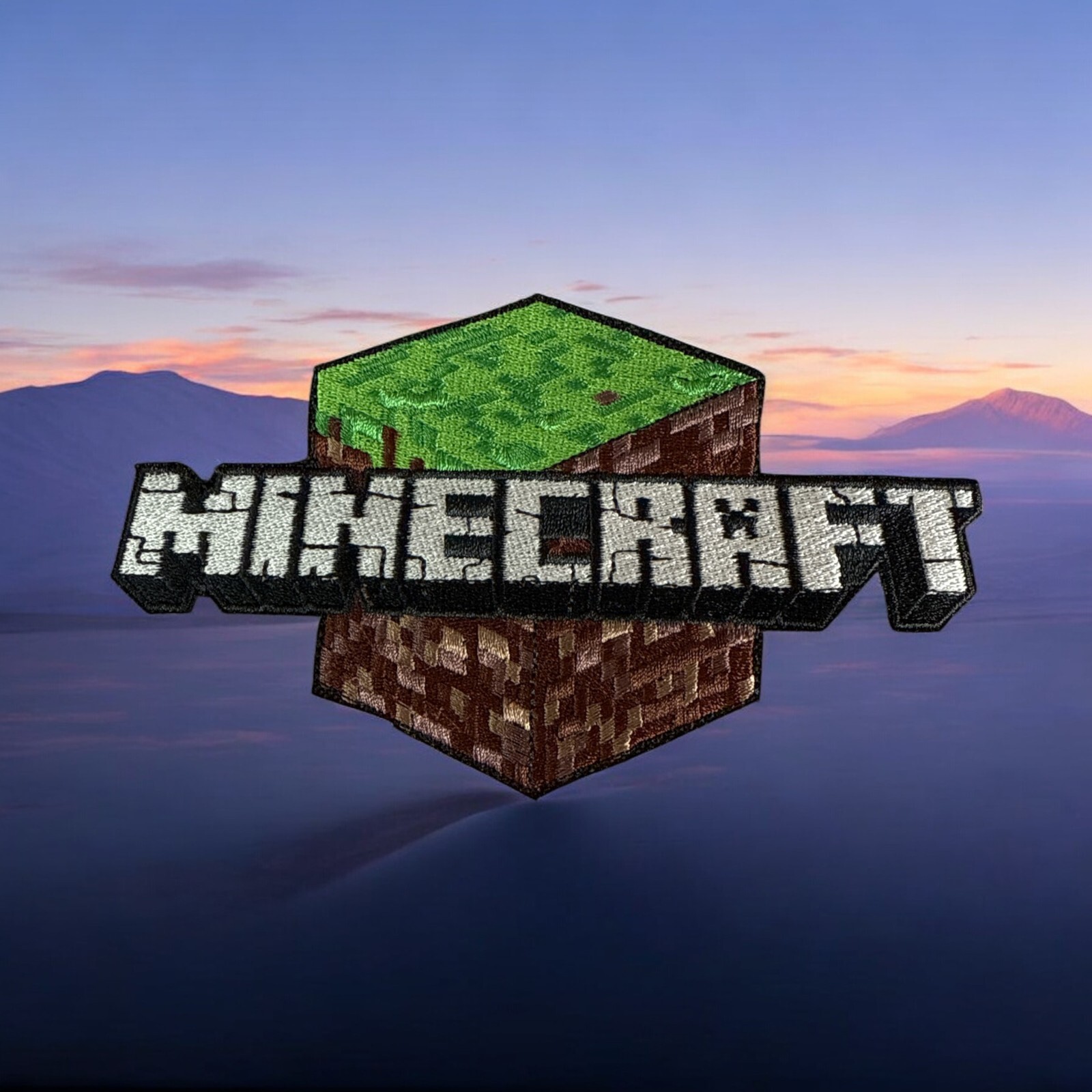 Minecraft Cube Embrodery Patch 6" X 3.34"