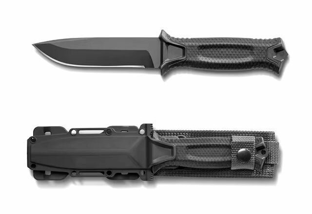 Black Full Tang Fixed Blade Knife Ergonomic Handle Versatile Sheath 420J2 Blade