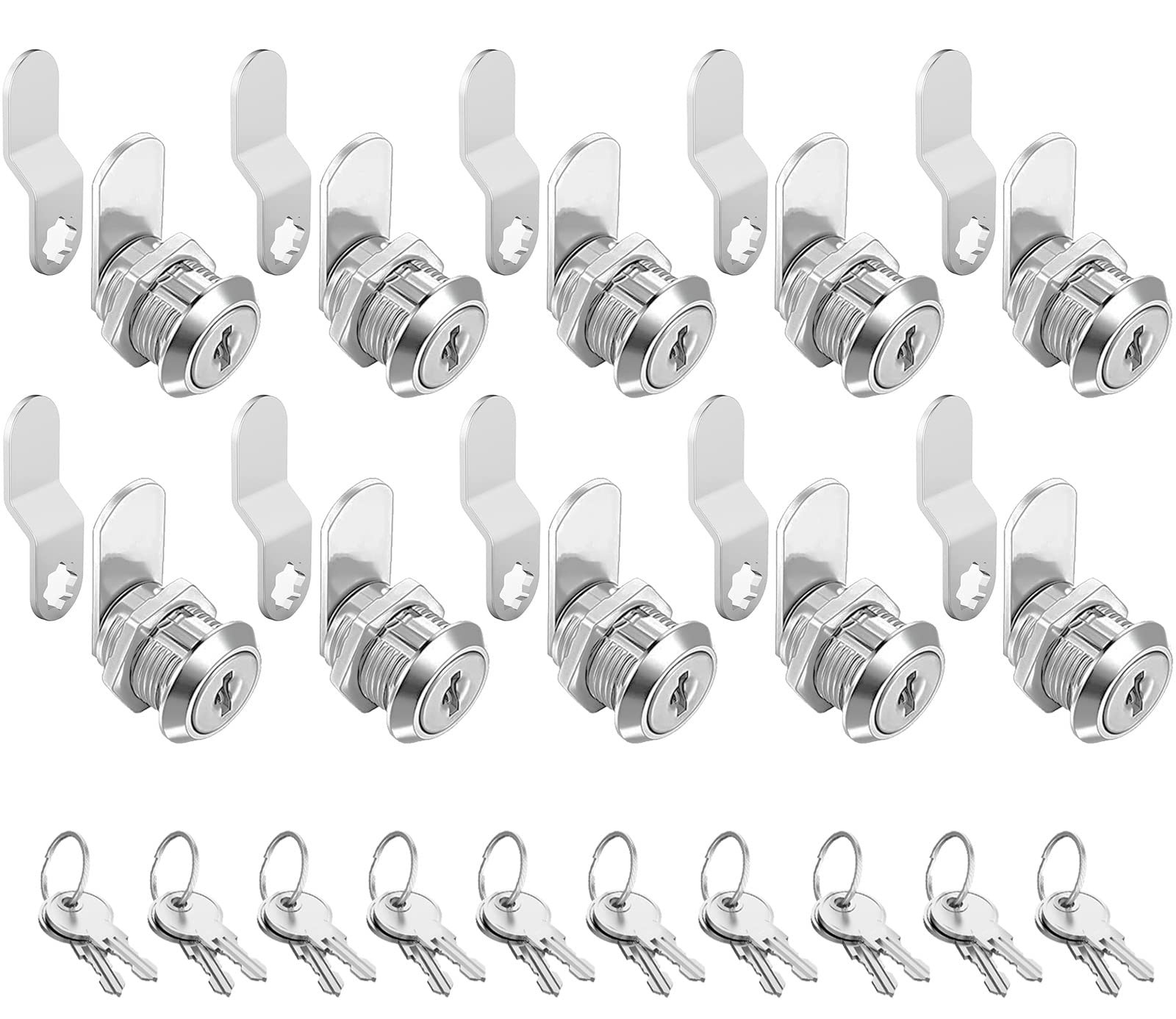 Cabinet Cam Locks Keyed Alike, 5/8'' Fits on 3/8'' Max Door Thickness, Secure Fi