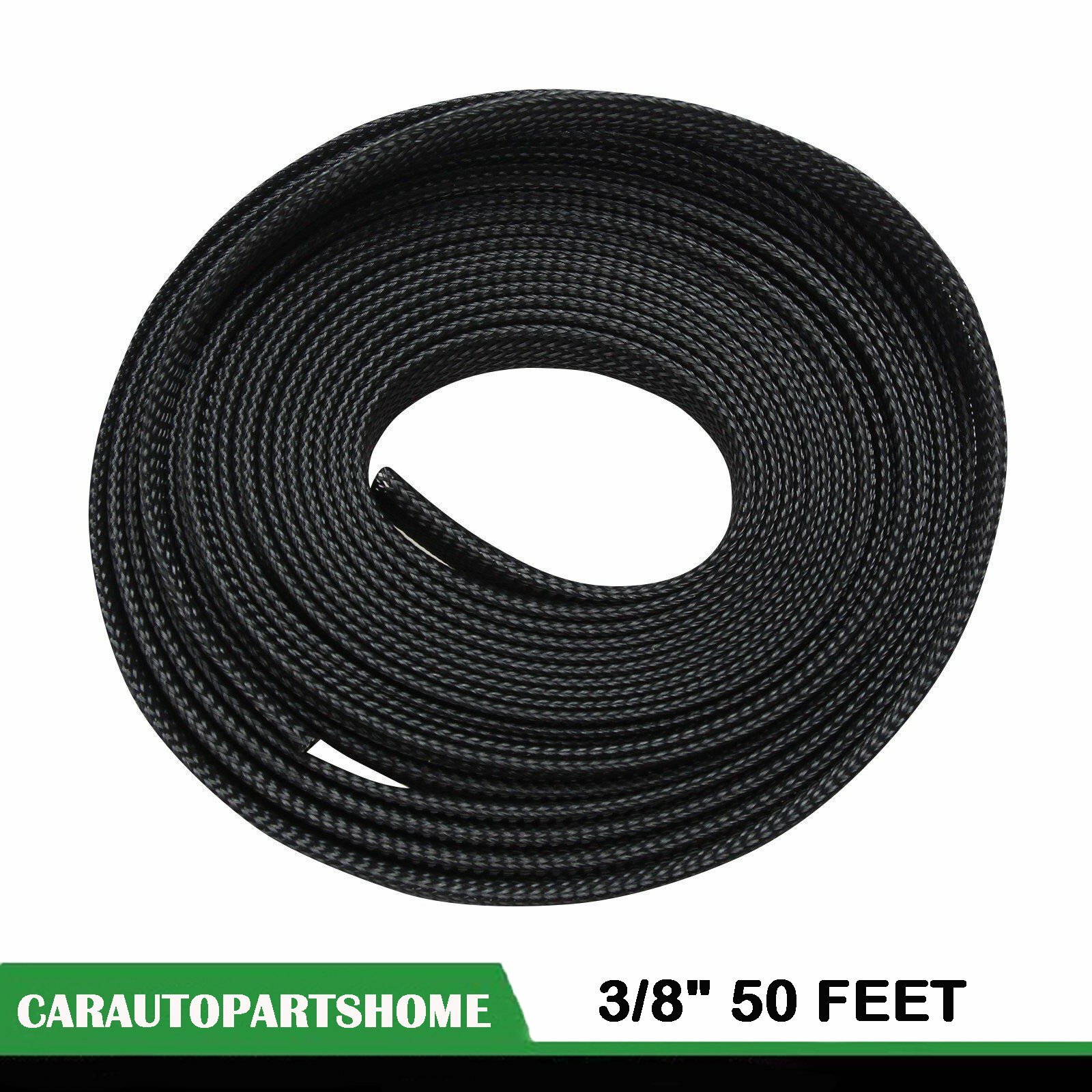3/8" 50 FT Black Expandable Wire Cable Sleeving Sheathing Braided Loom Tubing
