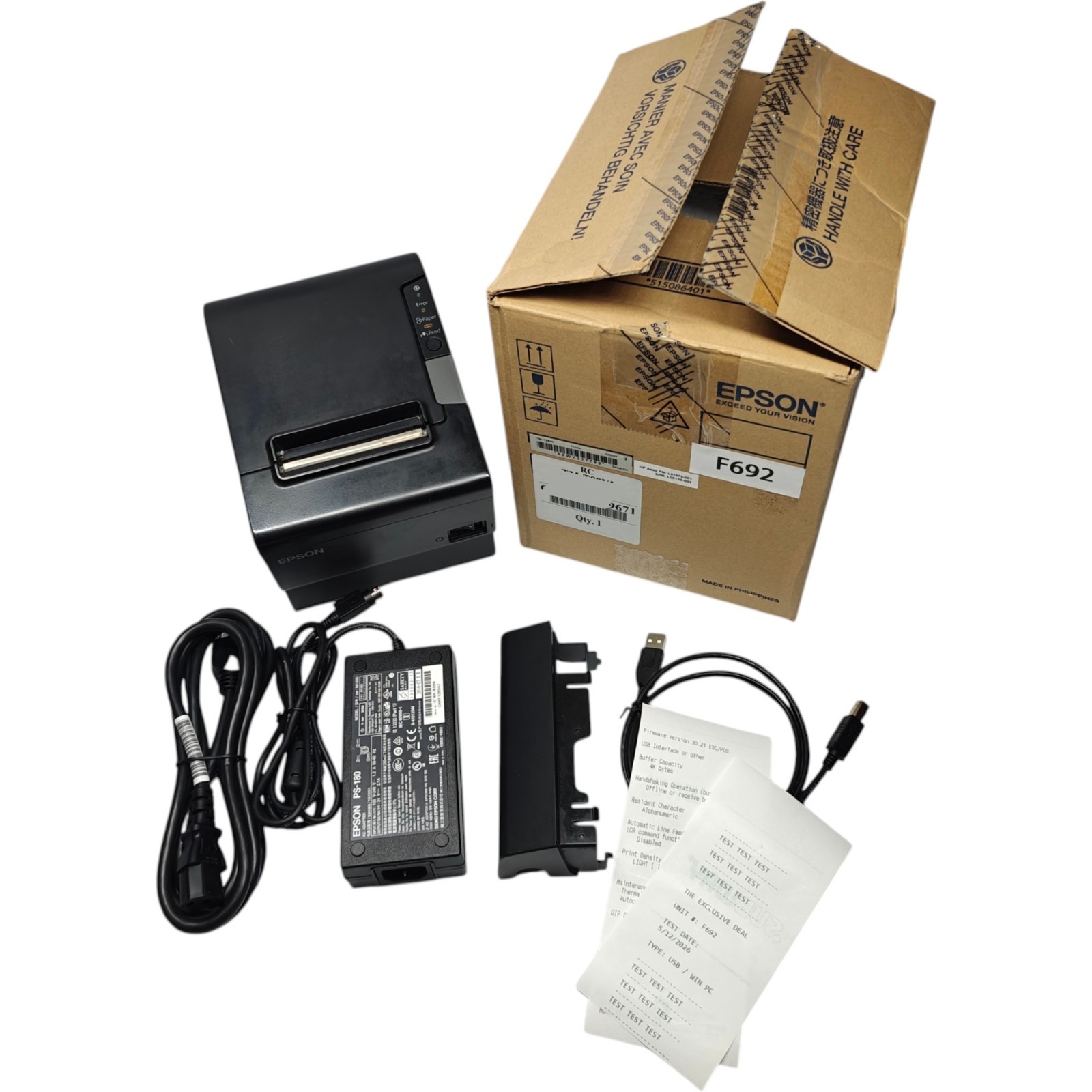 Epson TM-T88V POS Compact Thermal Receipt Printer USB Serial Square - F692
