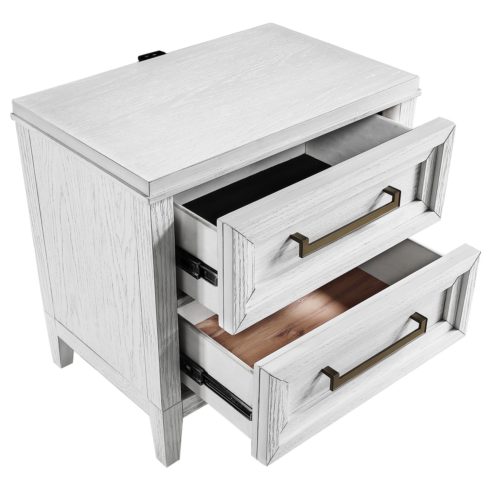 Distressed White 2-Drawer Nightstand, Rustic Bedside Table, Farmhouse Style