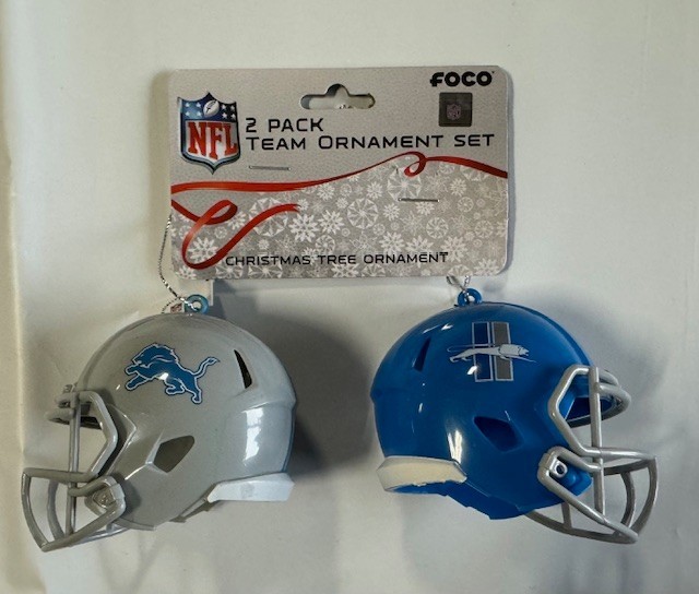 Detroit Lions Helmet - 2 pack - Plastic Christmas Tree Holiday Ornament Logo