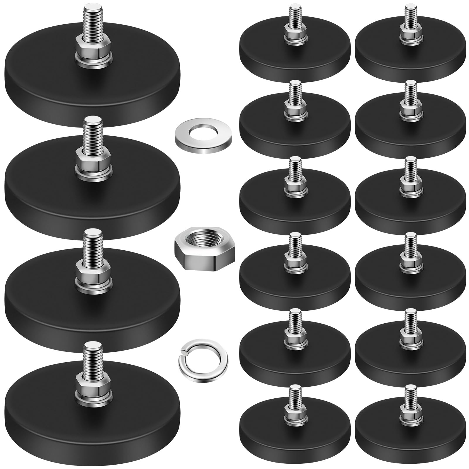 16Pack Rubber Coated Magnets, 30LBS Rubber Coated Neodymium Magnets with M5 M...