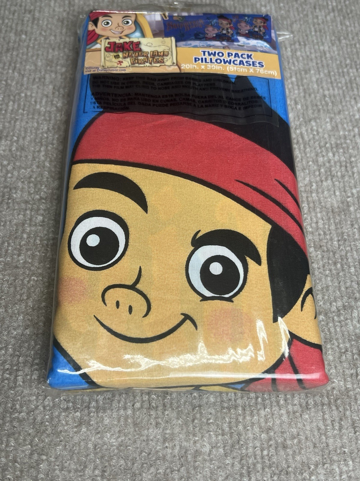Jake and The Neverland Pirates Two Pack Pillowcases New 20 x 30 Blue