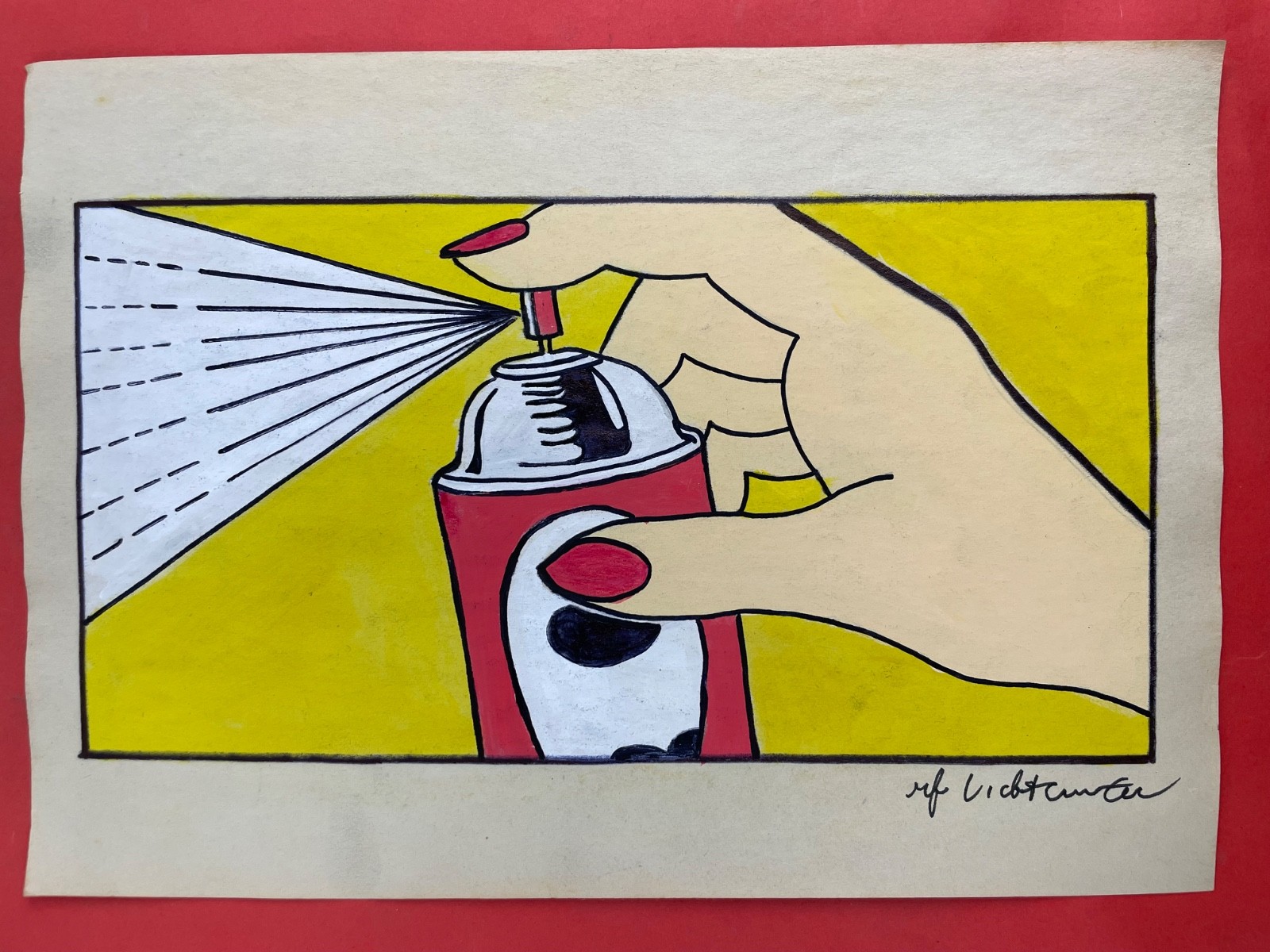 Roy Lichtenstein (Handmade) Drawing On Old Paper signed and stamped