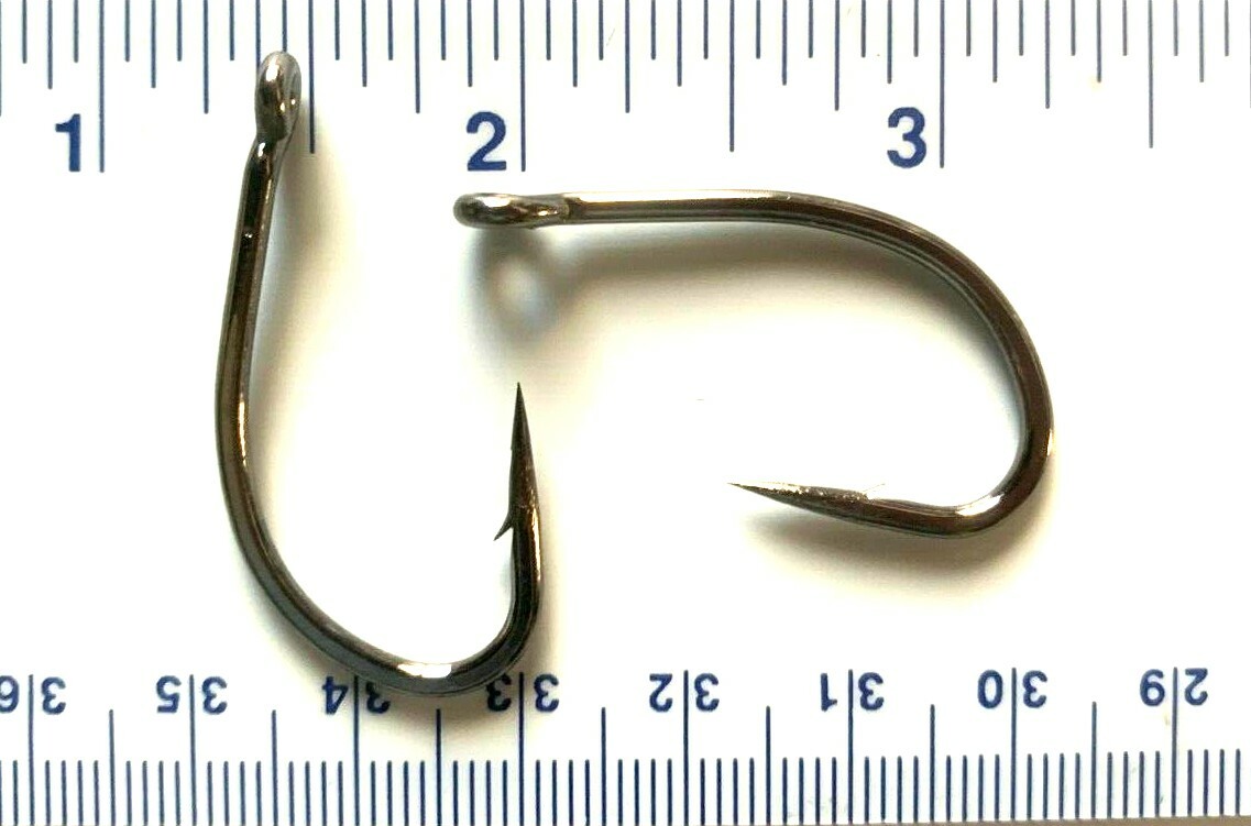100 GT 2X Black Nickel Flyliner J Hook Live Bait Fishing Hooks size 5/0