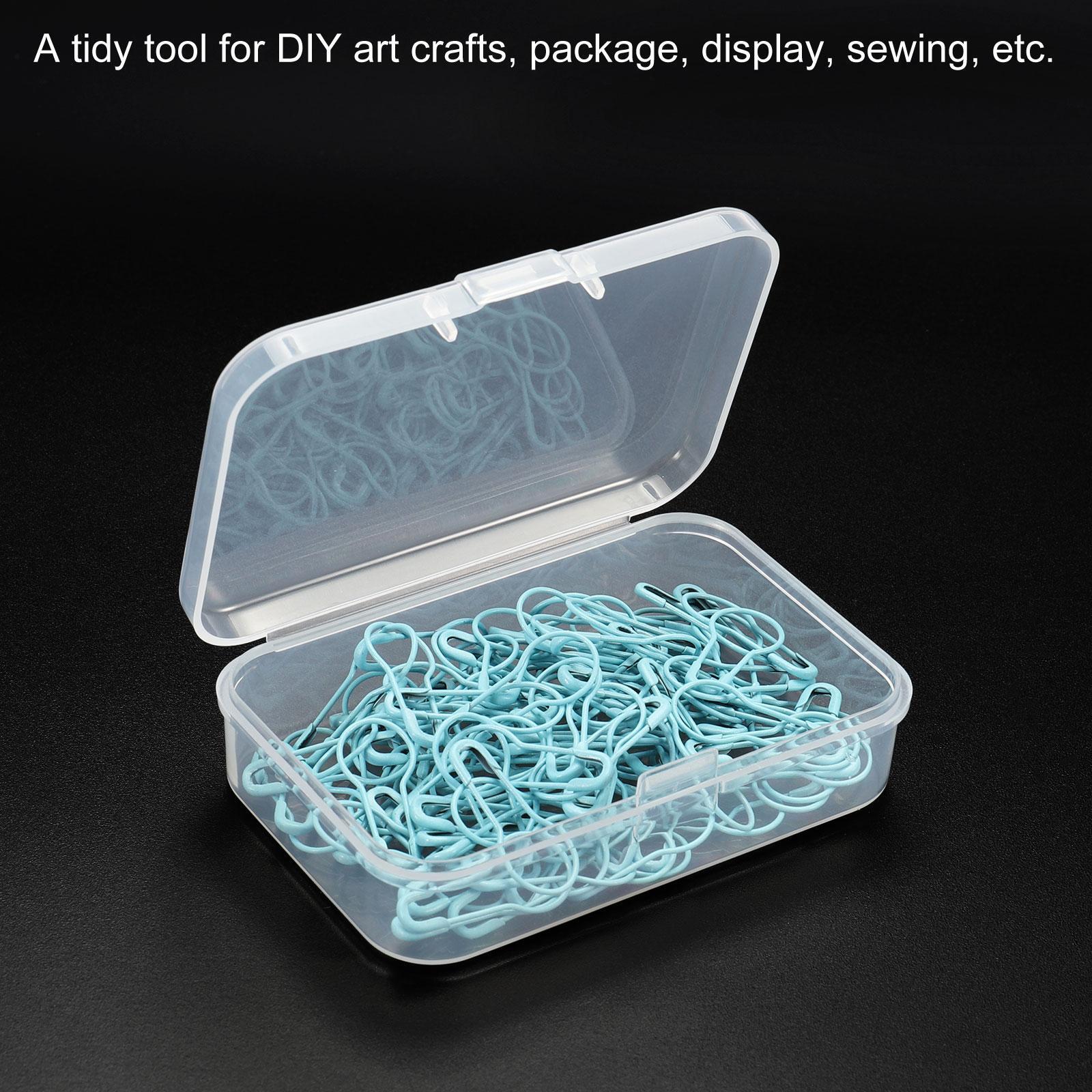 12pcs Clear Storage Container w Hinged Lid 75x50x21mm Plastic Rectangular Box