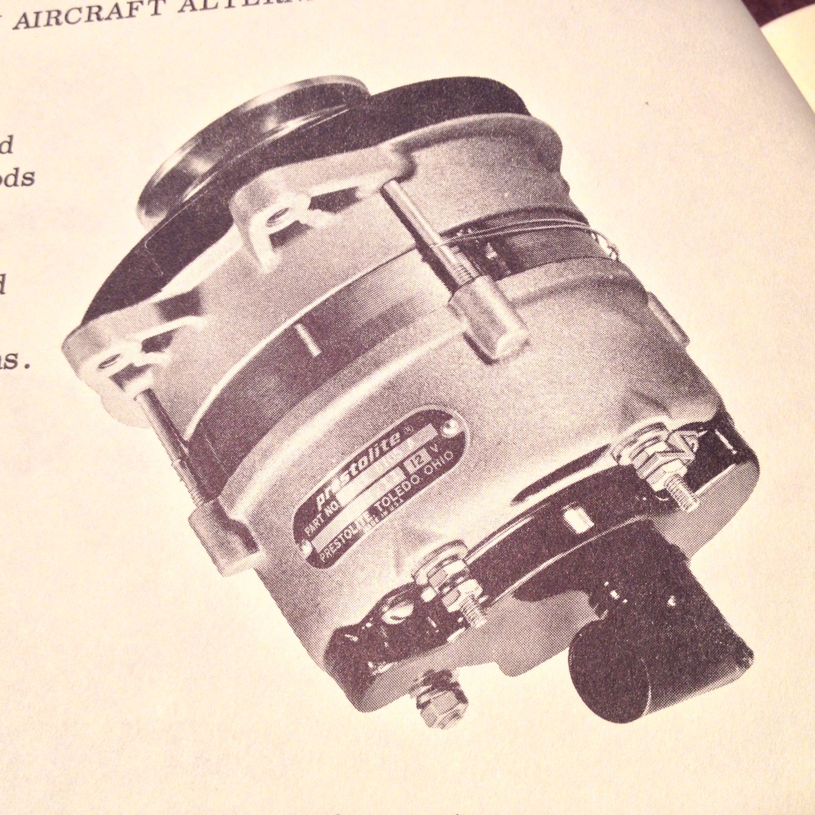 Prestolite (Early Type) Belt Driven Aircraft Alternator Service Data Tech Sheets