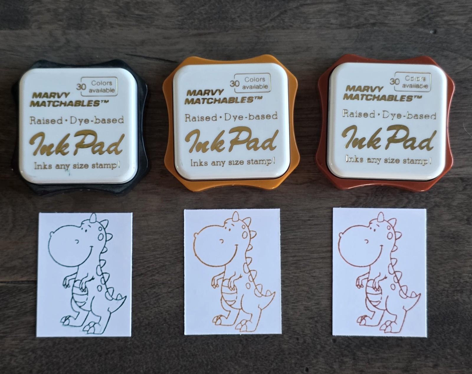 Lot of 3 Marvy Matchables Ink Pads Stamping #6 BROWN #13 OCHRE #25 BOTTLE GREEN