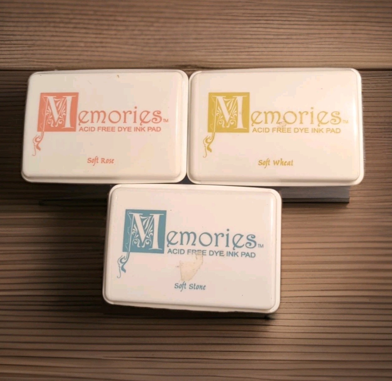 SEALED 3 Stewart Superior Memories Dye Ink Pads Soft Rose Soft Wheat Soft Stone