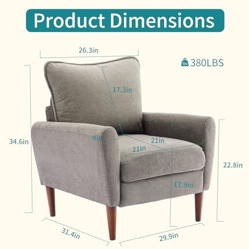 Comfy Accent Chair for Living Room Bedroom and Waiting Room, 1 Deep Gray