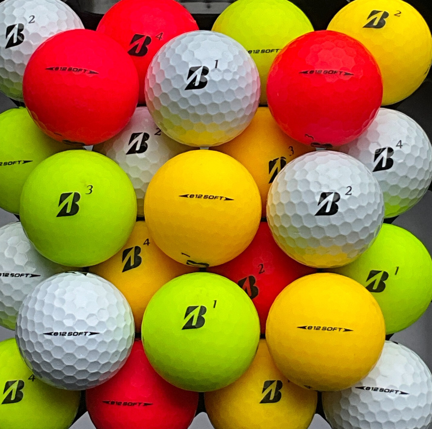 12 Near Mint AAAA Bridgestone E12  Soft Used/ Recycled Golf Balls w/ Asst. Color
