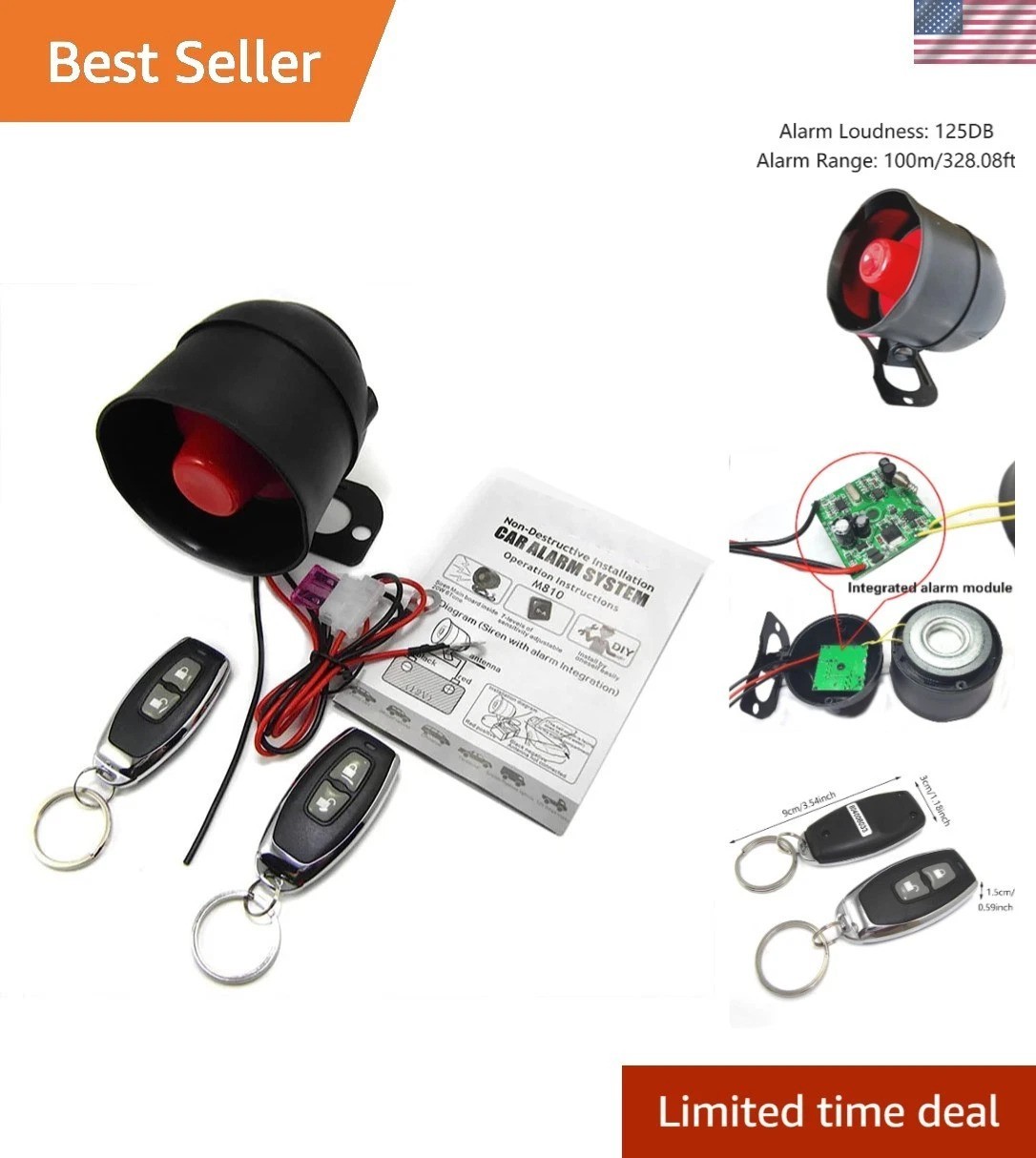 Reliable Car Security Alarm with Remote Start & 120dB Loud Siren – Peace of Mind
